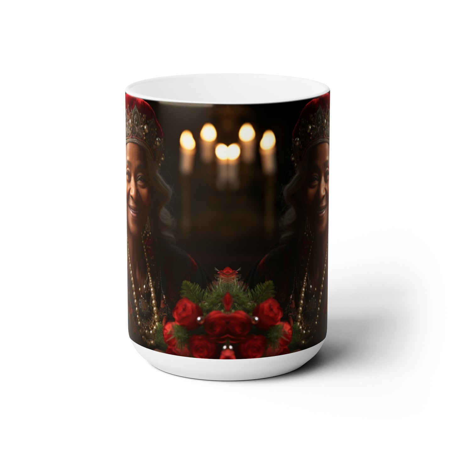 Queen Claus   White Ceramic Holiday Mug 15oz