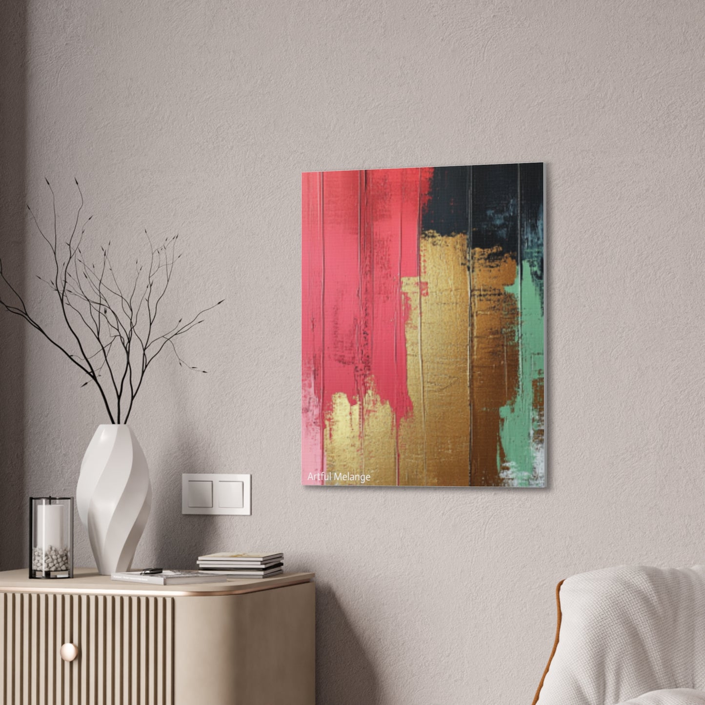 Acrylic Abstract Canvas Print - Homage to the Divine Nine/Pink Green Black and Gold 6