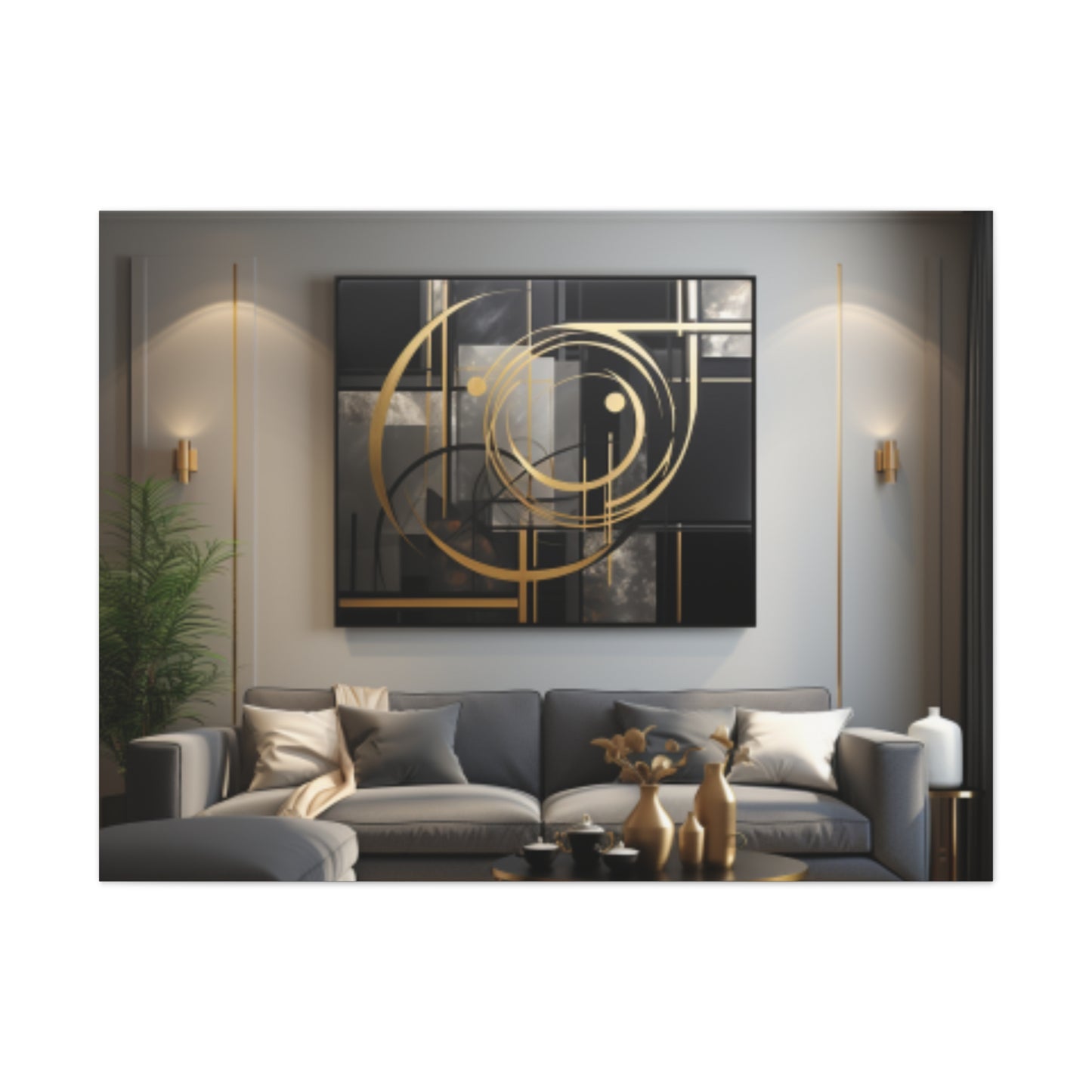 Gold and Black  Elegance: A Symphony of Sophistication Canvas Print