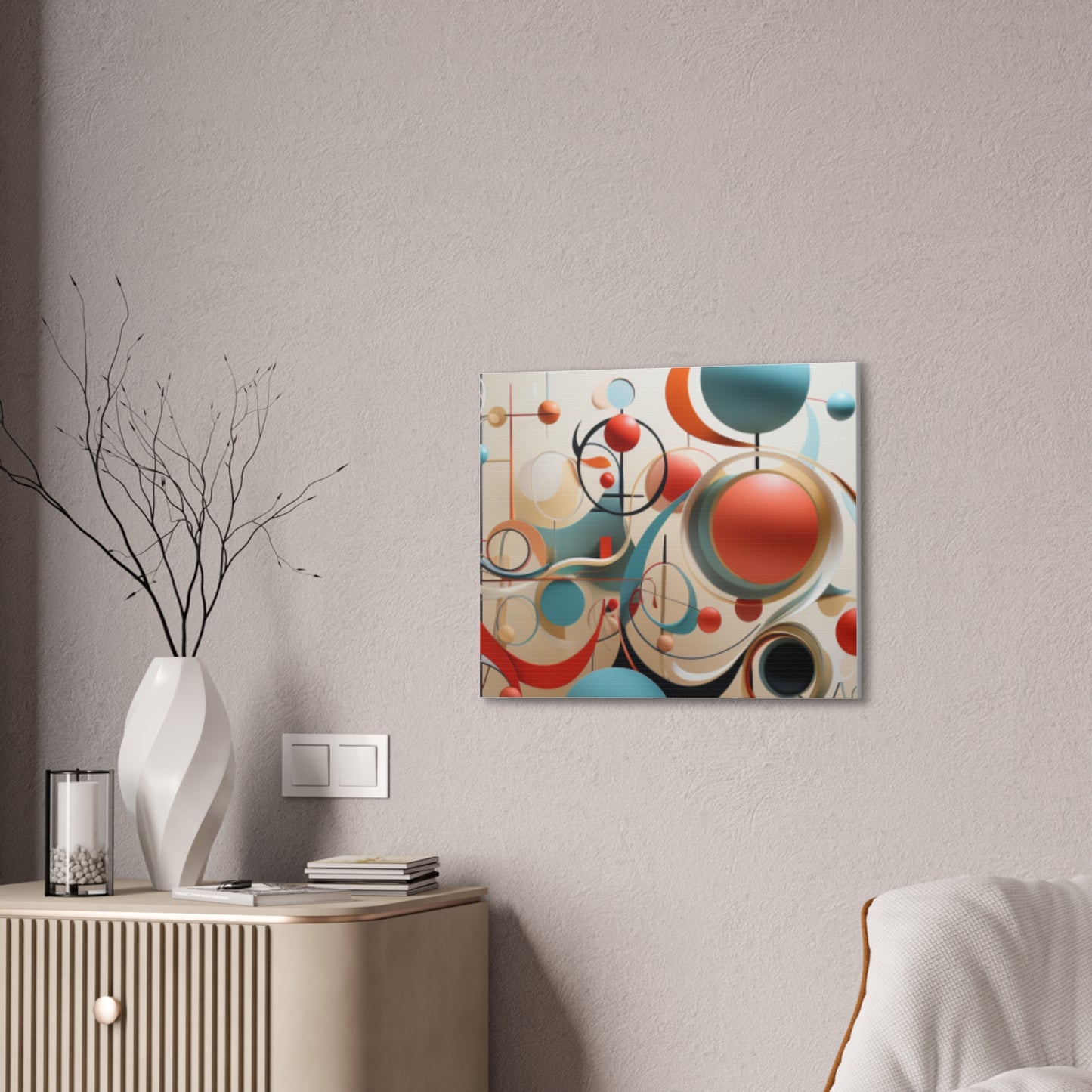 Harmony in Cyan and Peach- Graphic Print