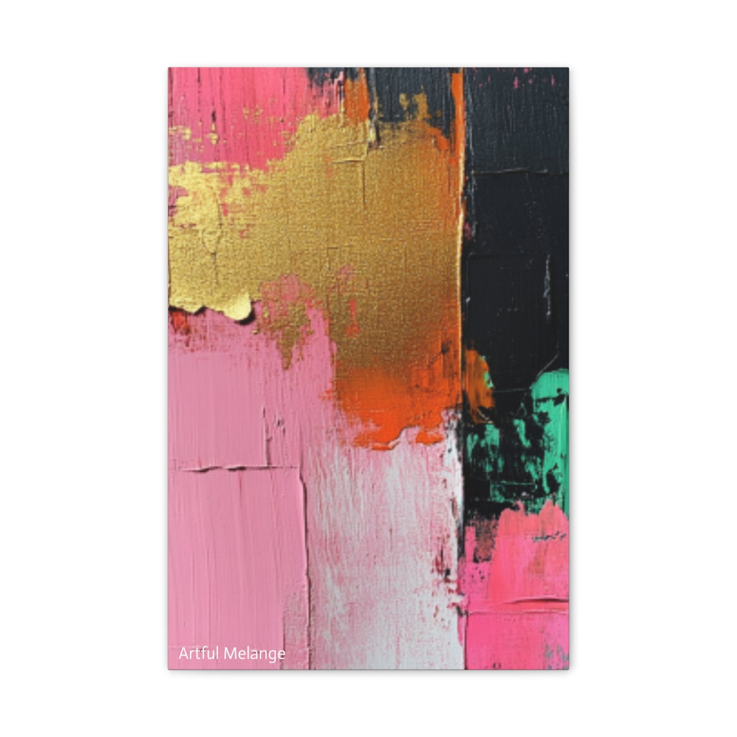 Acrylic Abstract Canvas Print - Homage to the Divine Nine/Pink Green Black and Gold 7