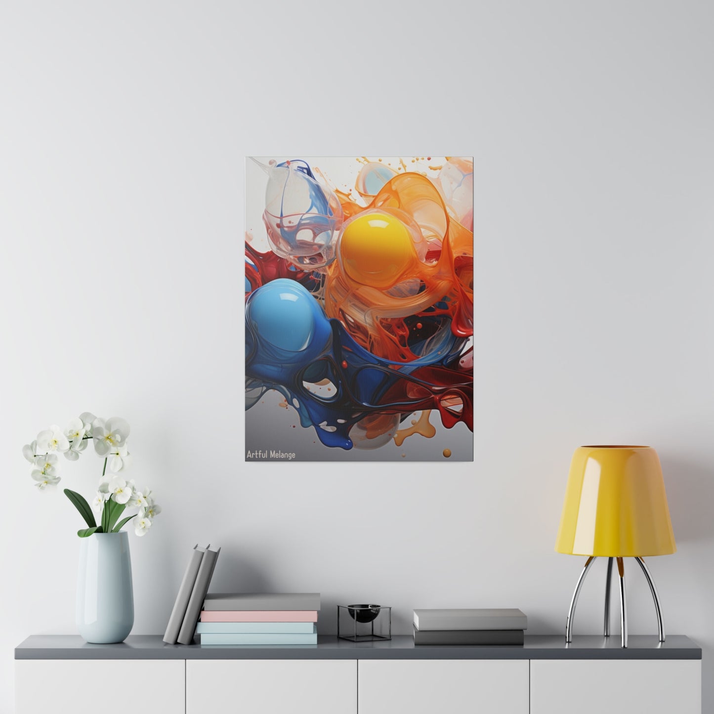 Colorful Balloon-Inspired Matt Canvas Print with Sweeping Acrylic Brush Strokes