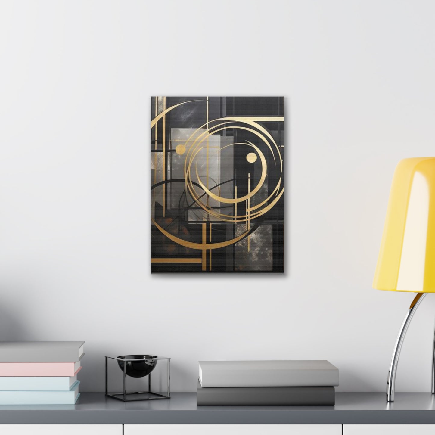 Gold and Black Elegance: A Symphony of Sophistication Canvas Print