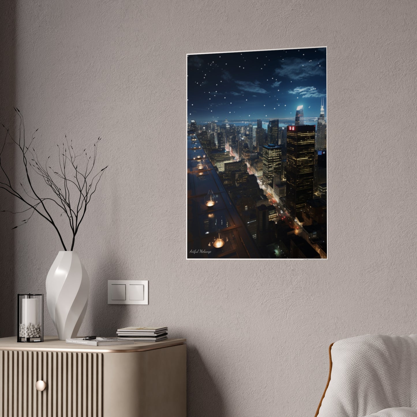 Skyline Vista: Hyper-Realistic 3D Cityscape Posters