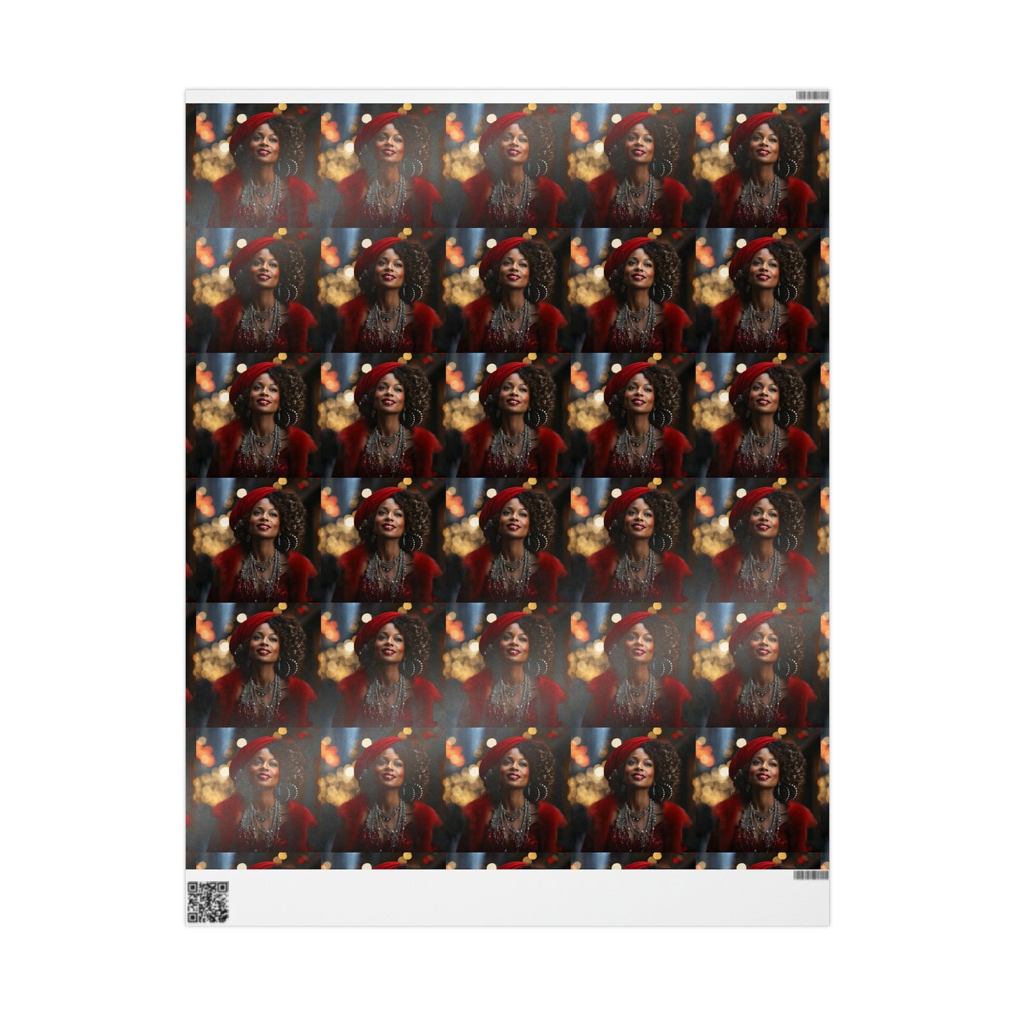 Afro-Centric Queen Claus Holiday Wrapping Paper - Dark & Rich Textured Design