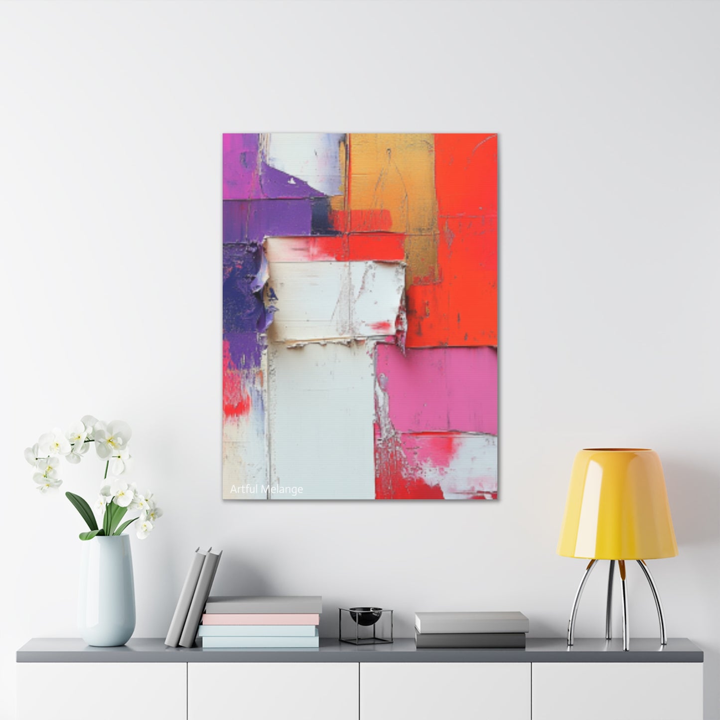 Acrylic Abstract Canvas Print - Homage to the Divine Nine/Red White Purple and Gold 1