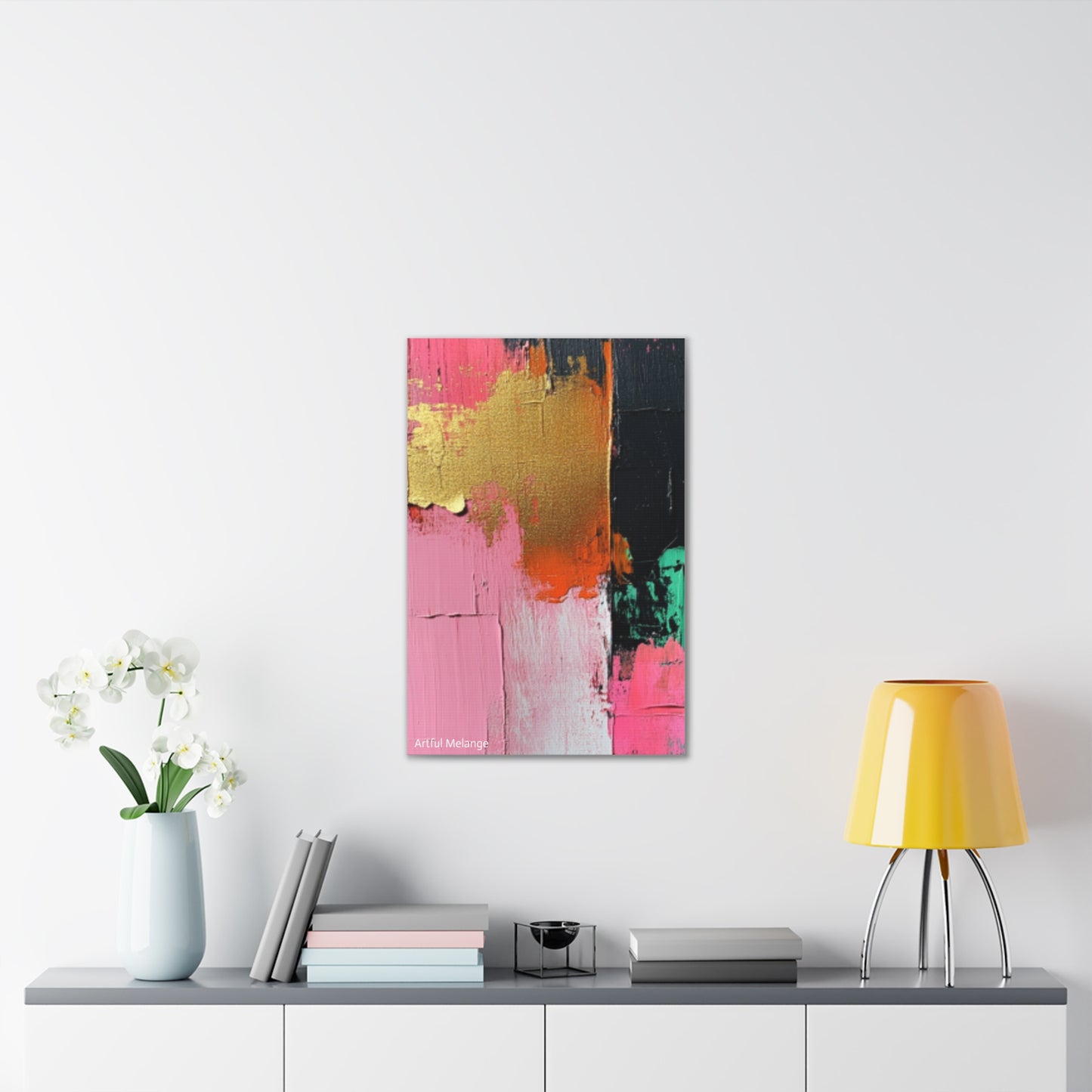 Acrylic Abstract Canvas Print - Homage to the Divine Nine/Pink Green Black and Gold 7