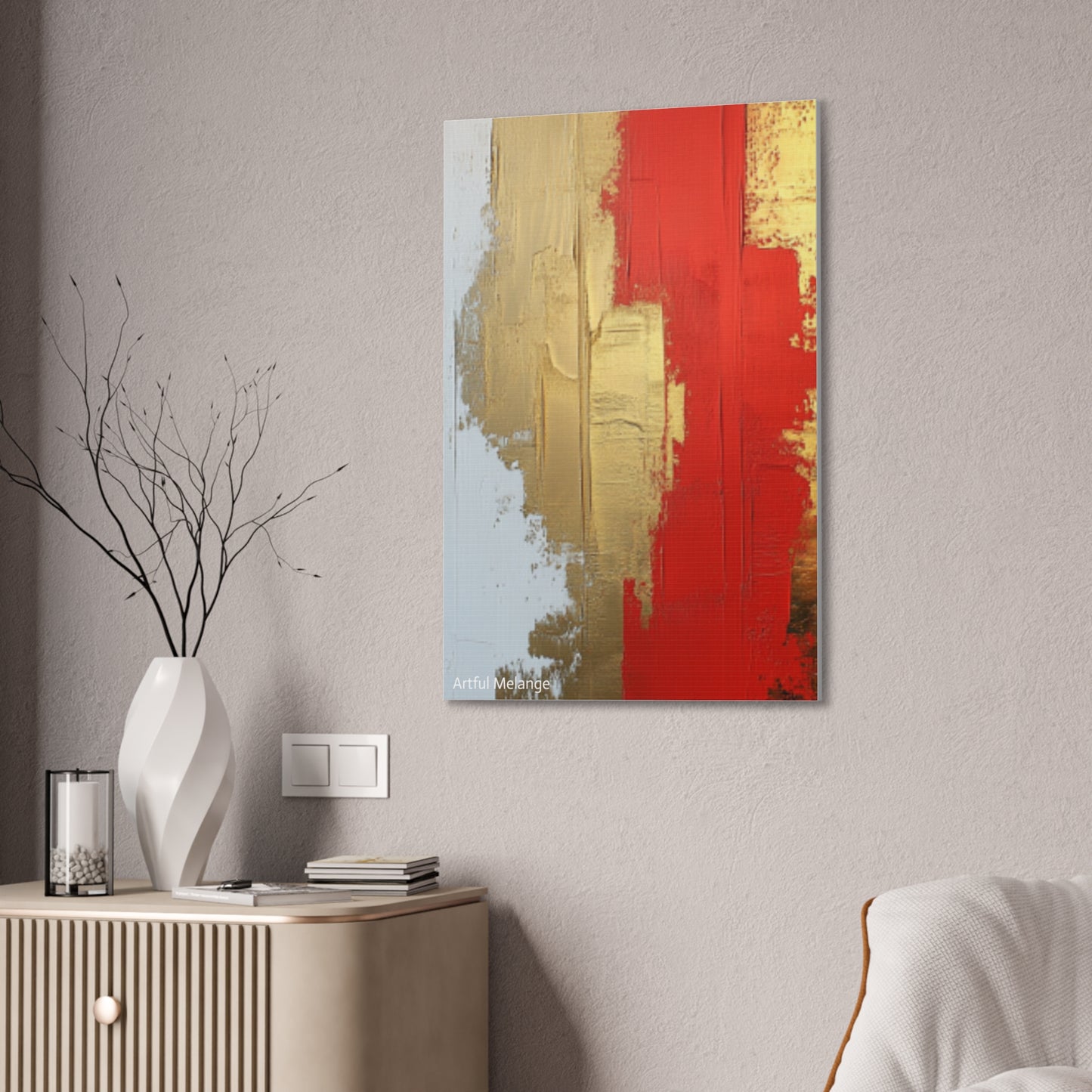 Acrylic Abstract Canvas Print - Homage to the Divine Nine/Red White and Gold 2