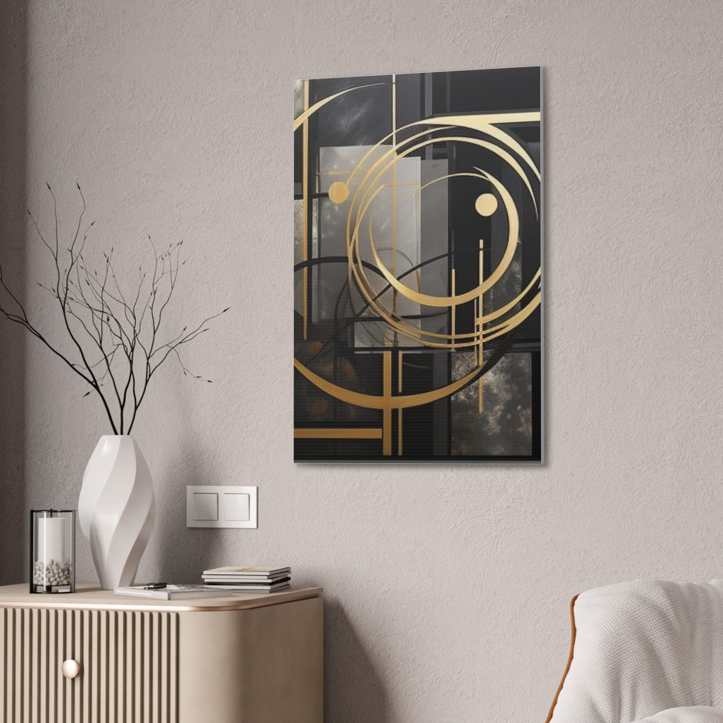 Gold and Black Elegance: A Symphony of Sophistication Canvas Print