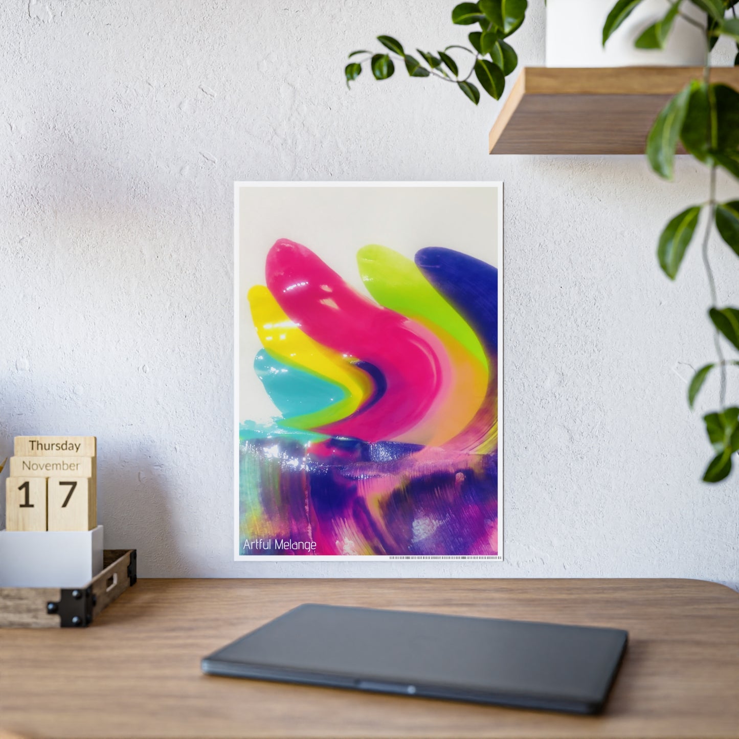 Gleaming Acrylic Abstract Poster: A Spectrum of Colorful Elegance