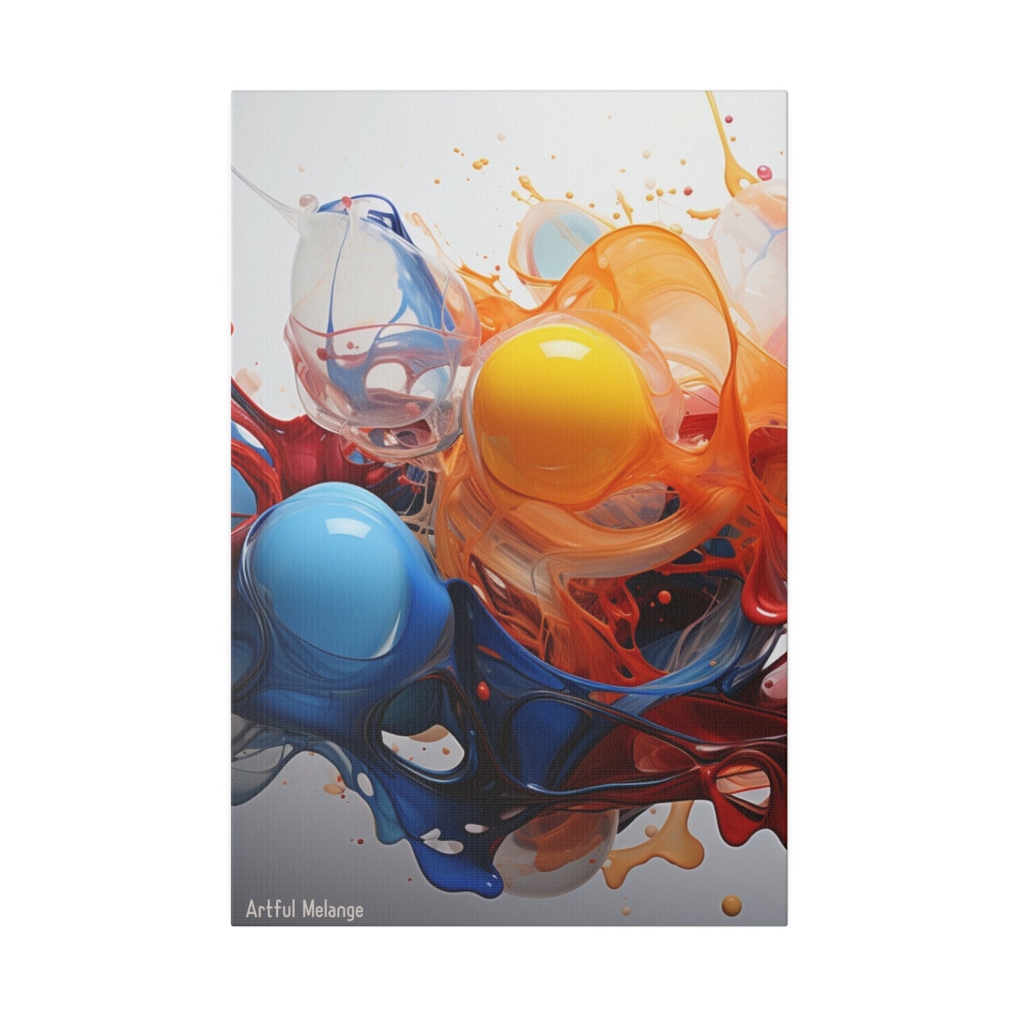 Colorful Balloon-Inspired Matt Canvas Print with Sweeping Acrylic Brush Strokes