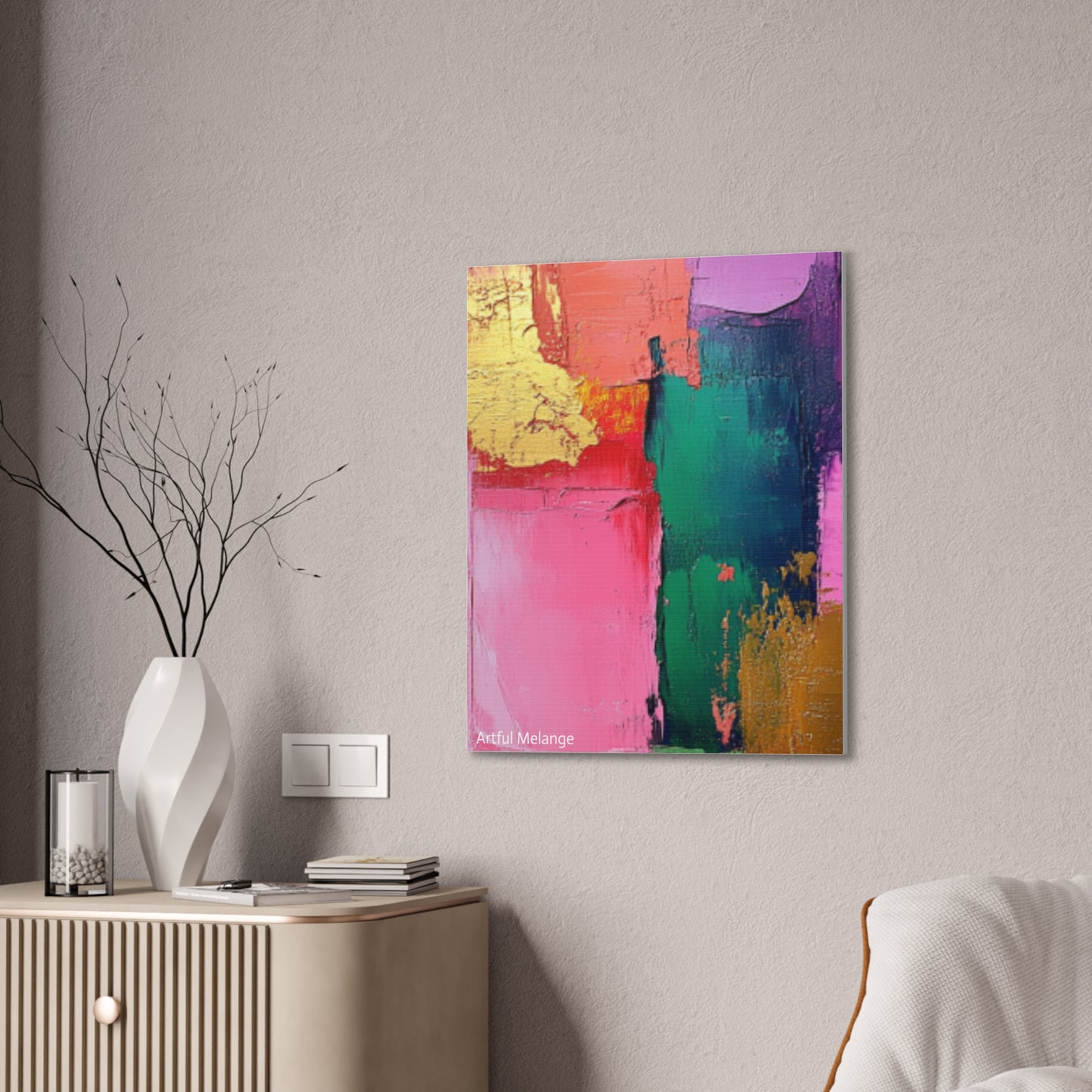 Acrylic Abstract Canvas Print - Homage to the Divine Nine/Pink Green Purple and Gold 1