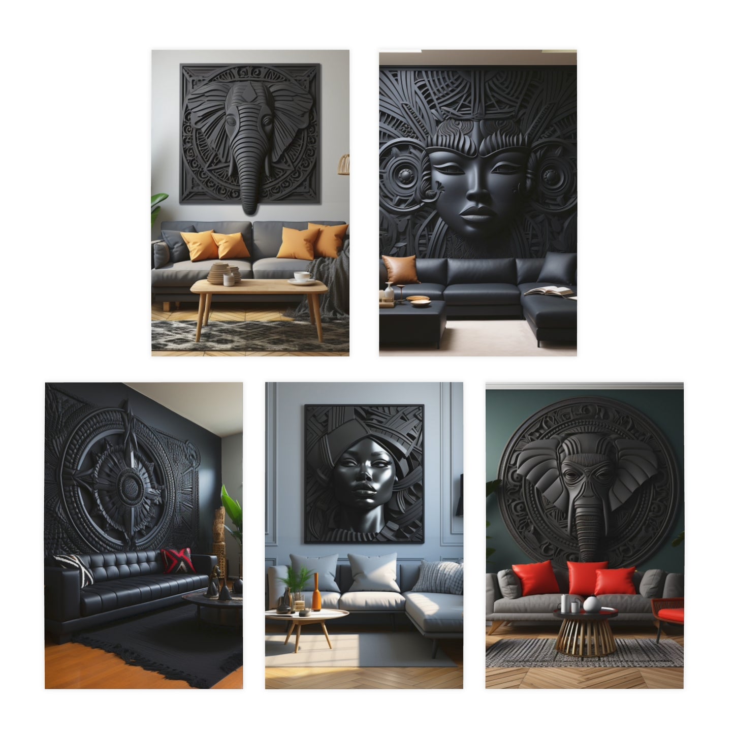 African Art Inspired Note Card Set (5-Pack)