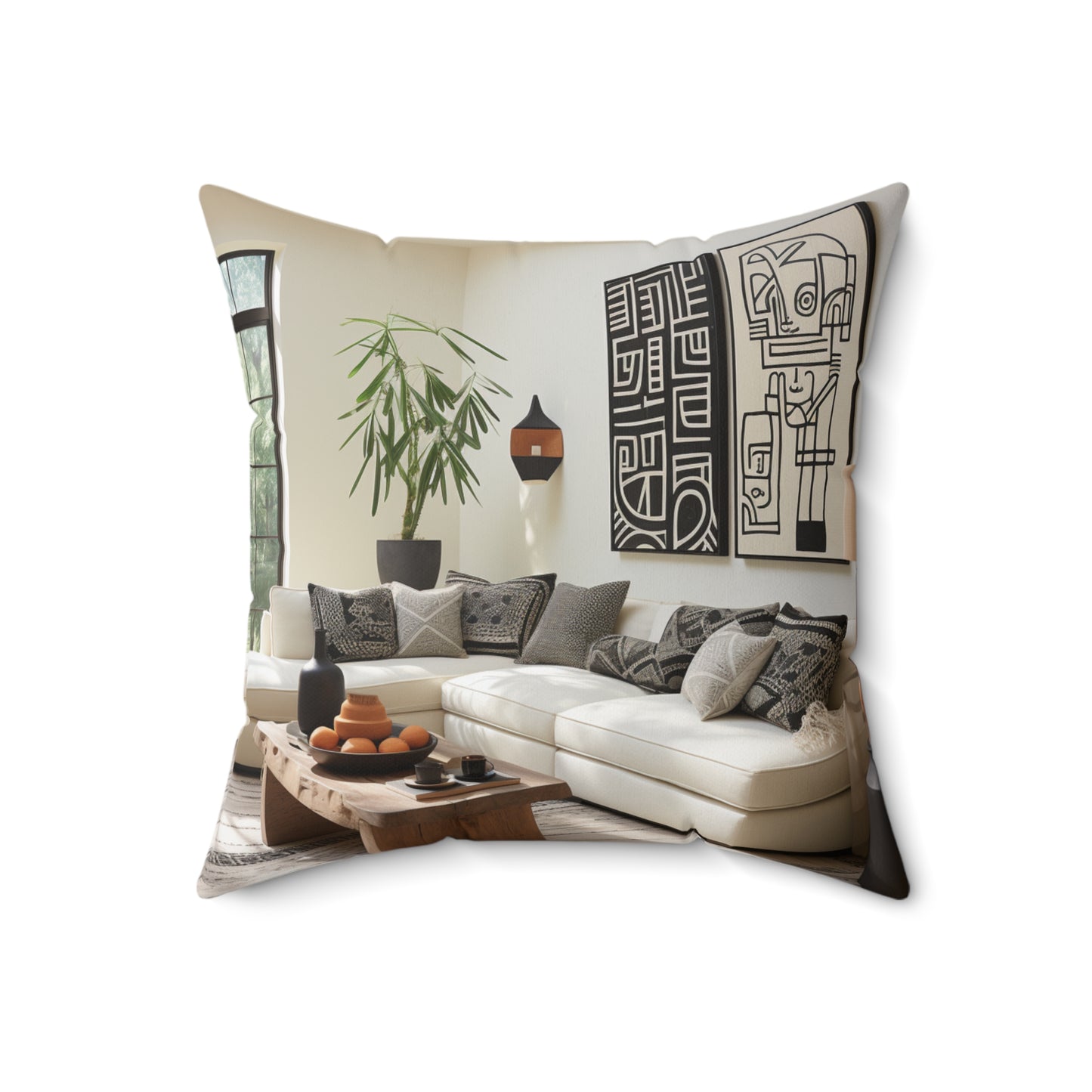 African Mud Cloth Design Square Pillow