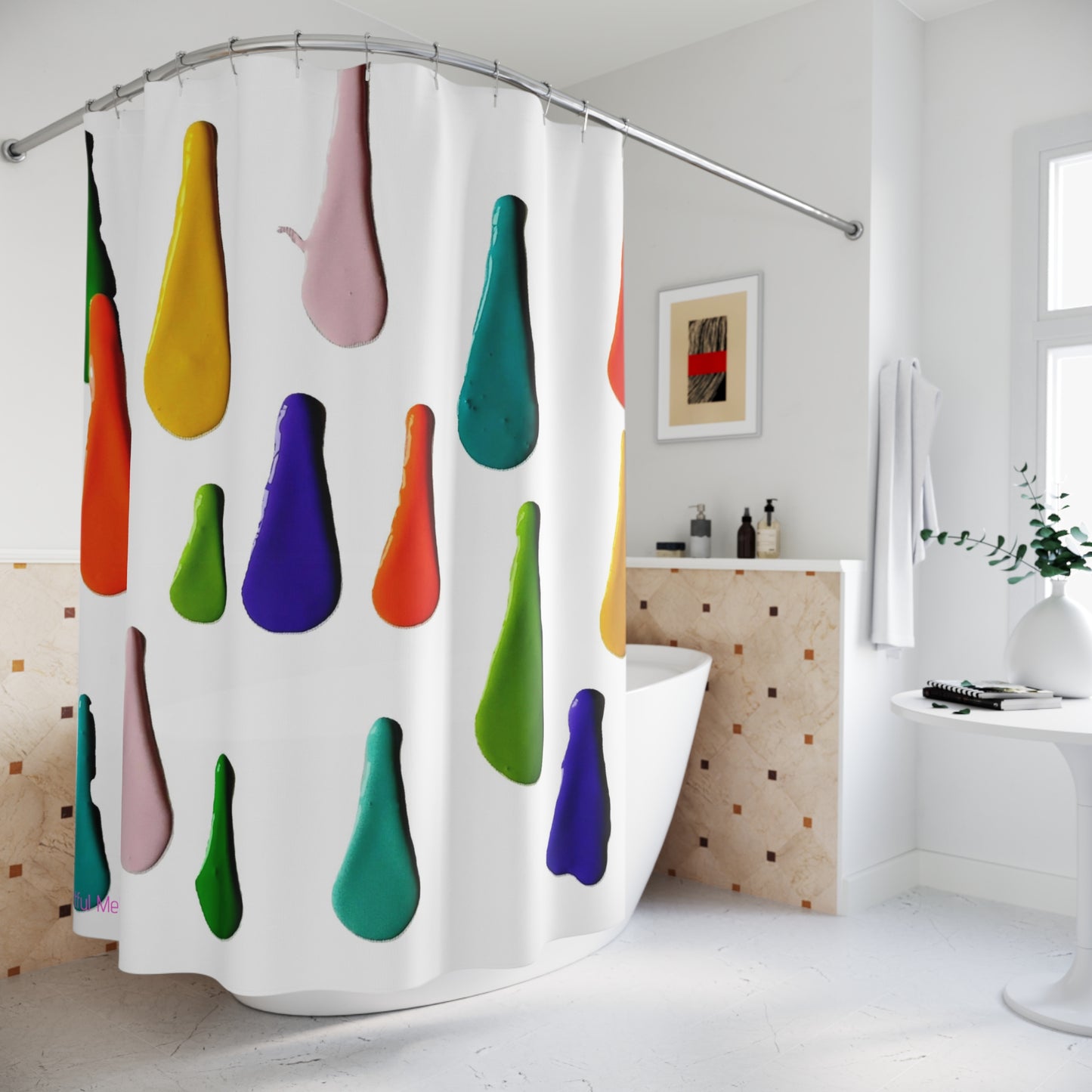 Canvas Cascade: Abstract Acrylic Art Shower Curtain Collection