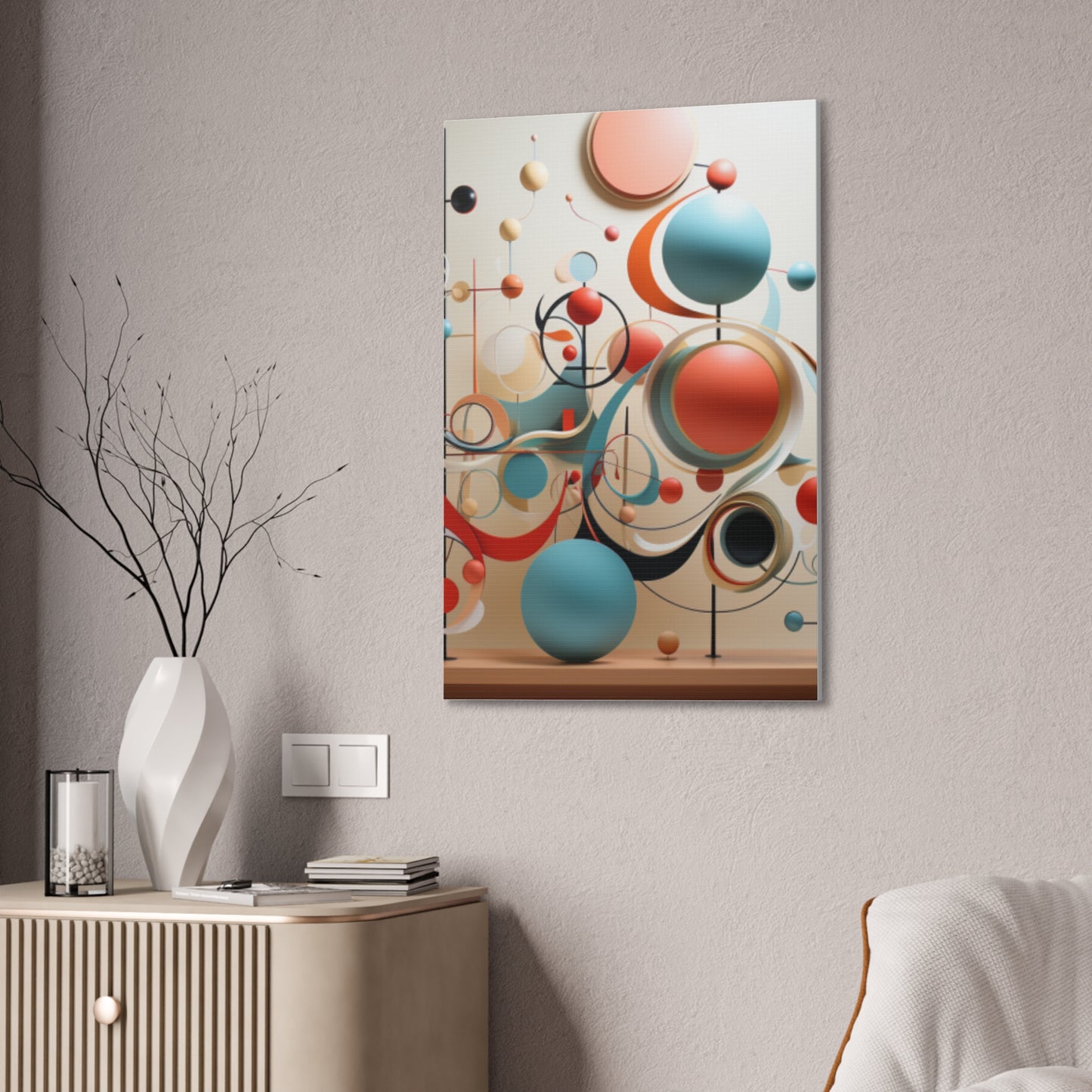 Harmony in Cyan and Peach- Graphic Print