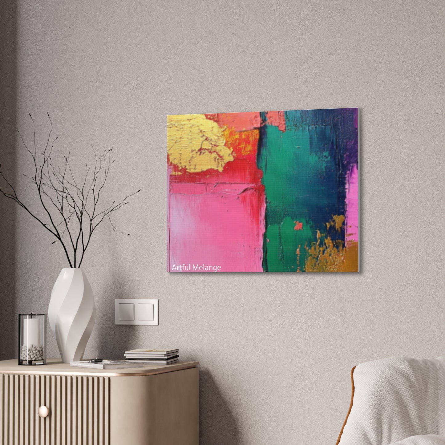 Acrylic Abstract Canvas Print - Homage to the Divine Nine/Pink Green Purple and Gold 1