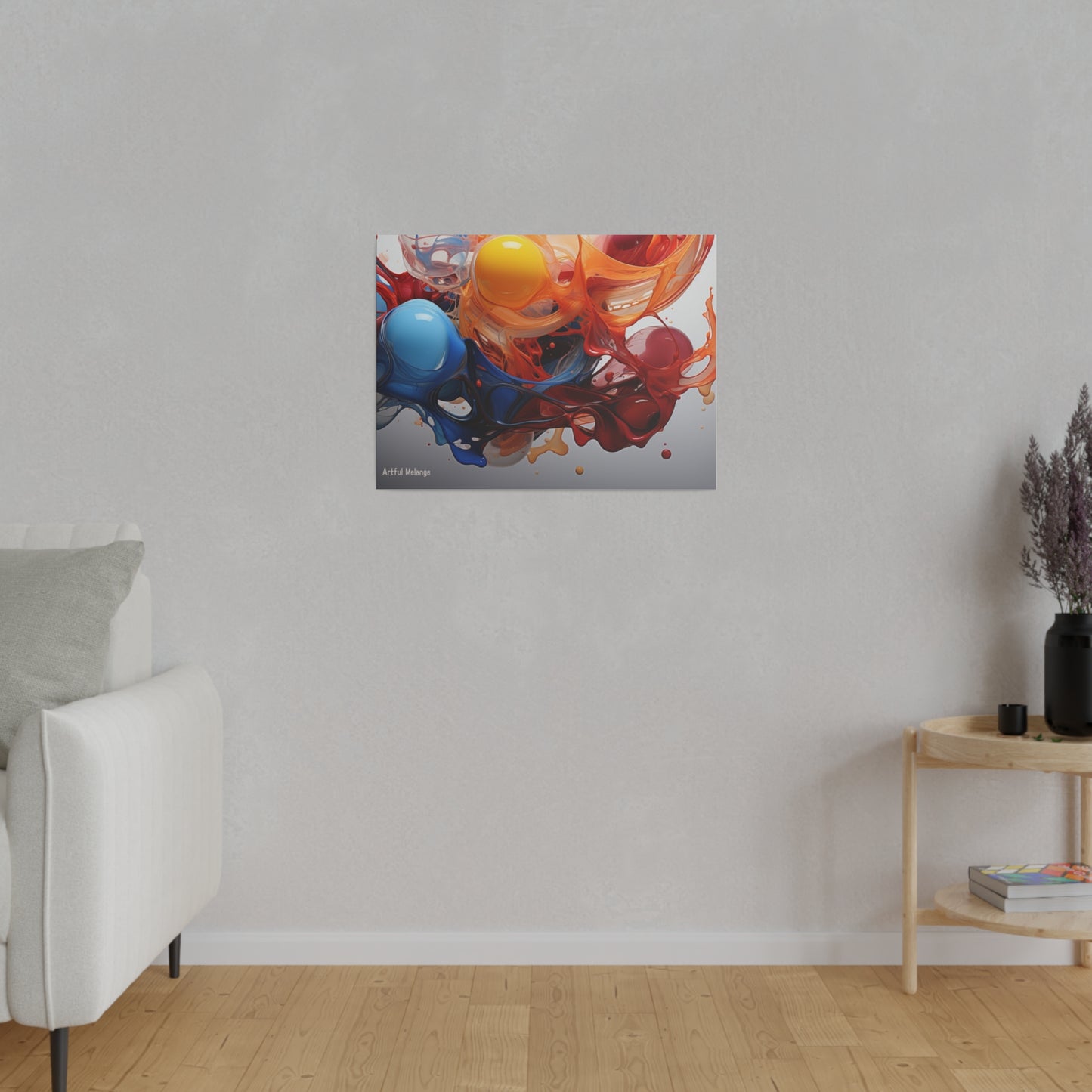 Colorful Balloon-Inspired Matt Canvas Print with Sweeping Acrylic Brush Strokes