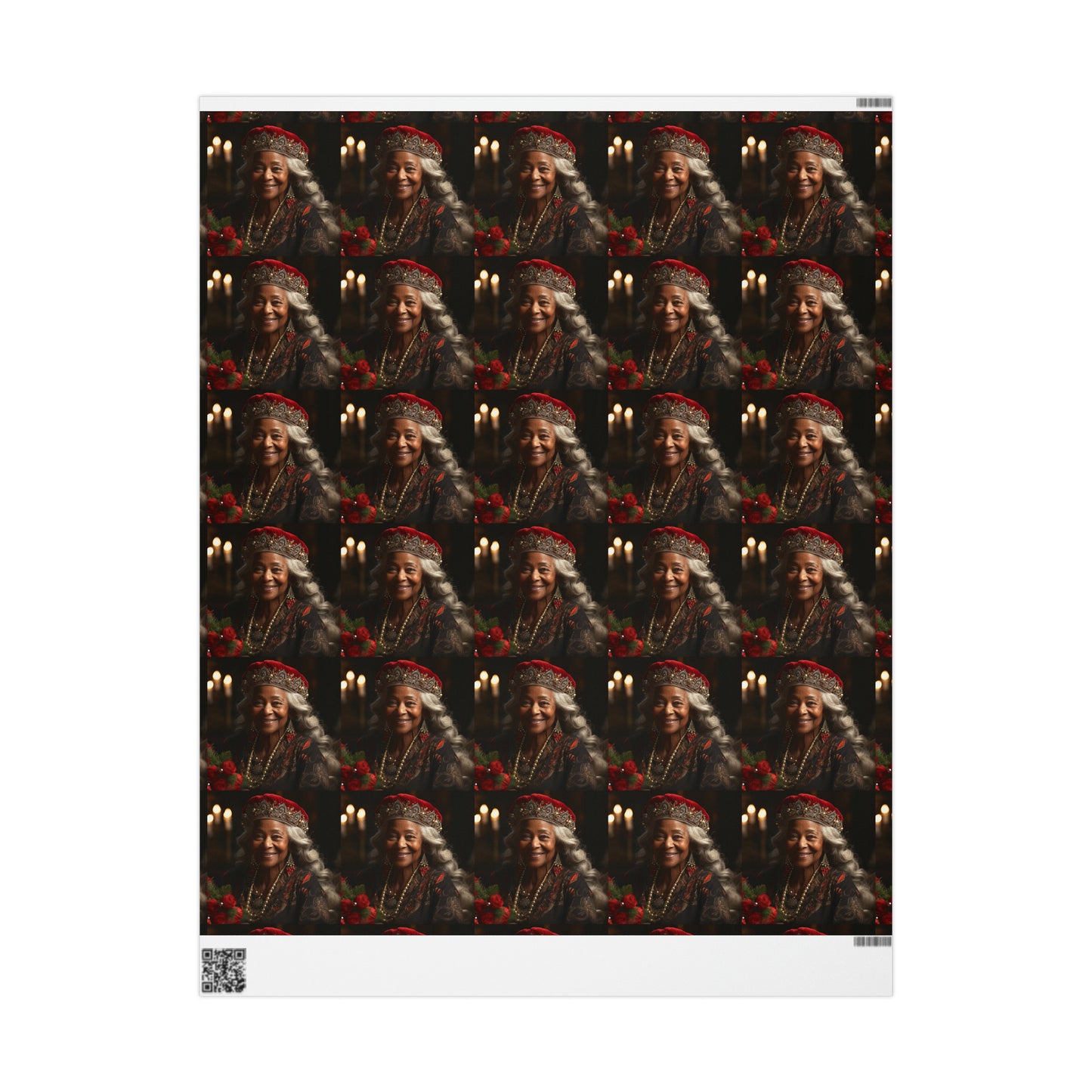 Afro-Centric Queen Claus Holiday Wrapping Paper - Dark & Rich Textured Design