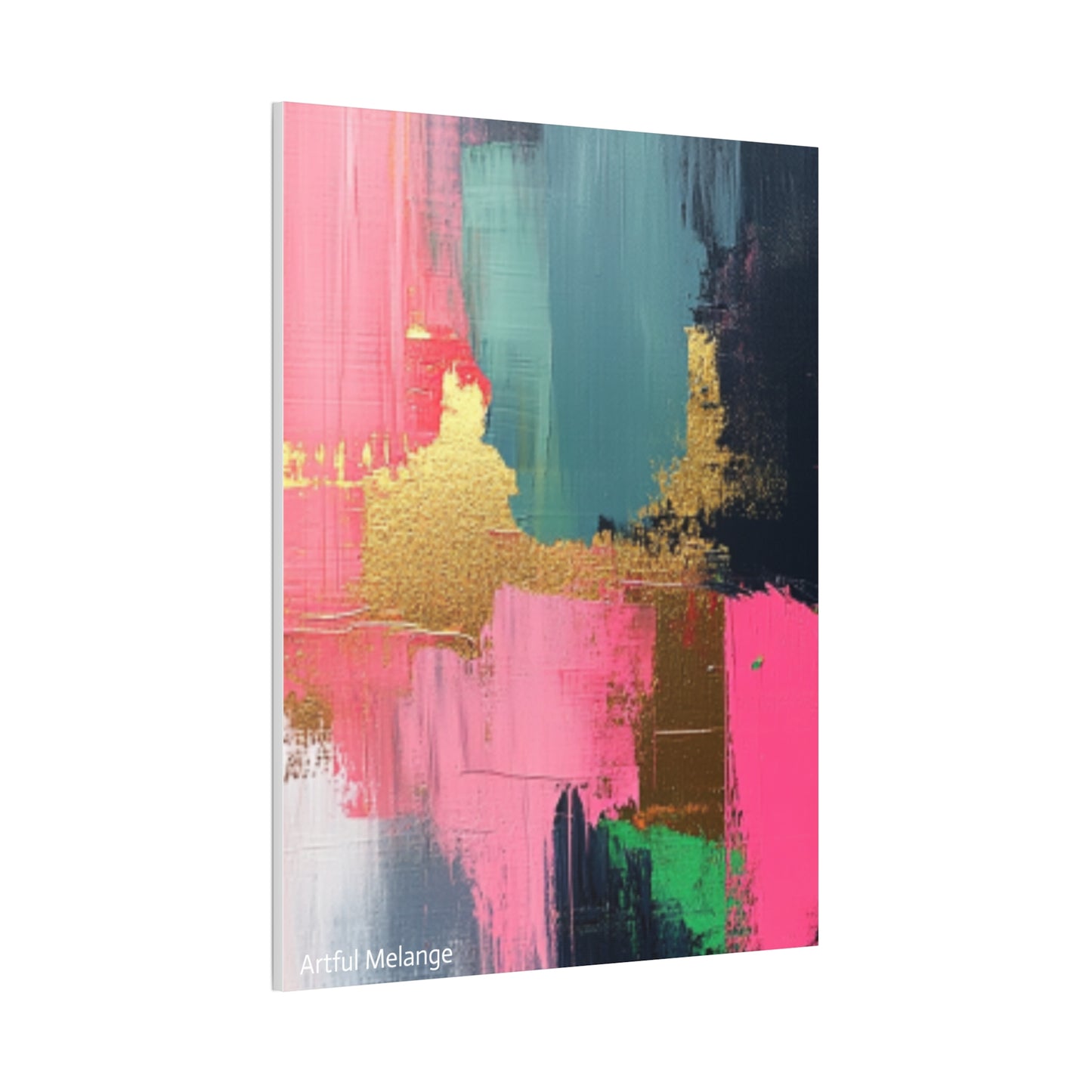 Acrylic Abstract Canvas Print - Homage to the Divine Nine/Pink Green Black and Gold 5