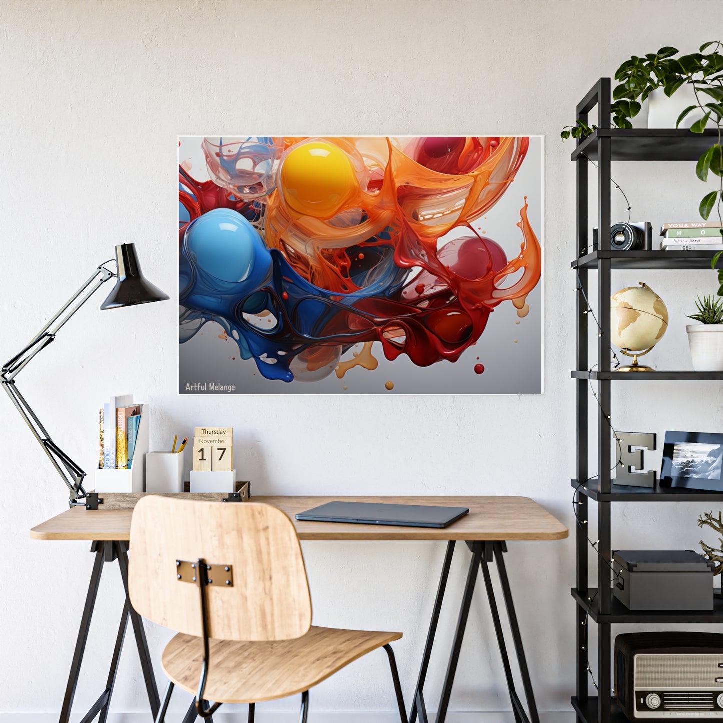 Gleaming   Acrylic Abstract Poster: A Spectrum of Colorful Elegance