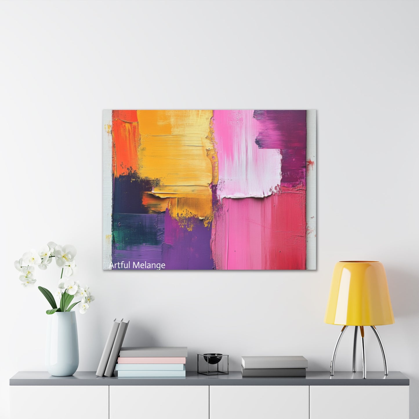 Acrylic Abstract Canvas Print - Homage to the Divine Nine/Gold Purple Pink and Green 5