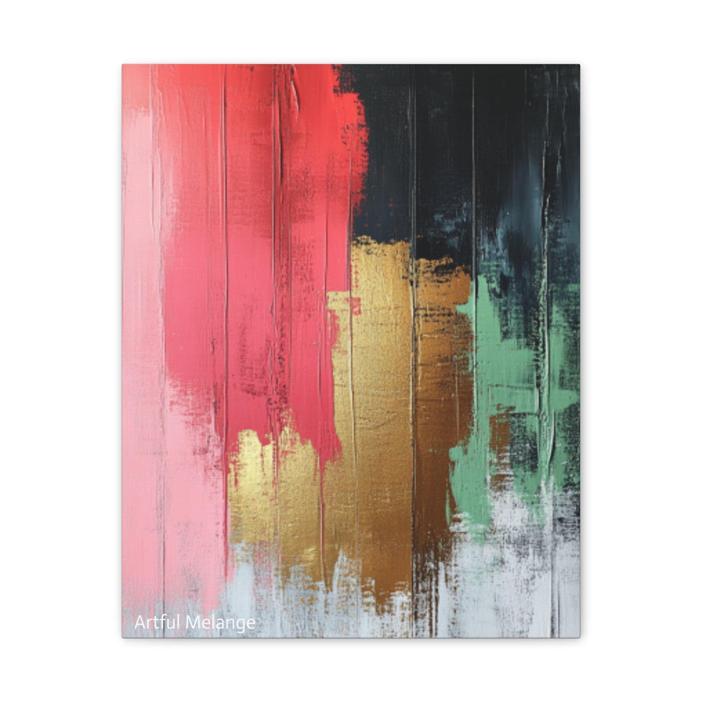 Acrylic Abstract Canvas Print - Homage to the Divine Nine/Pink Green Black and Gold 6