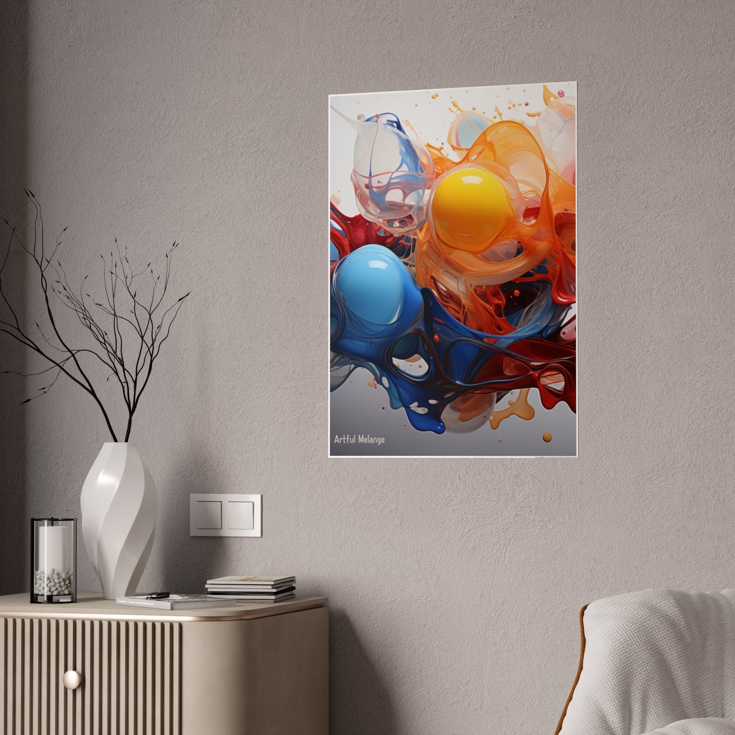 Gleaming   Acrylic Abstract Poster: A Spectrum of Colorful Elegance