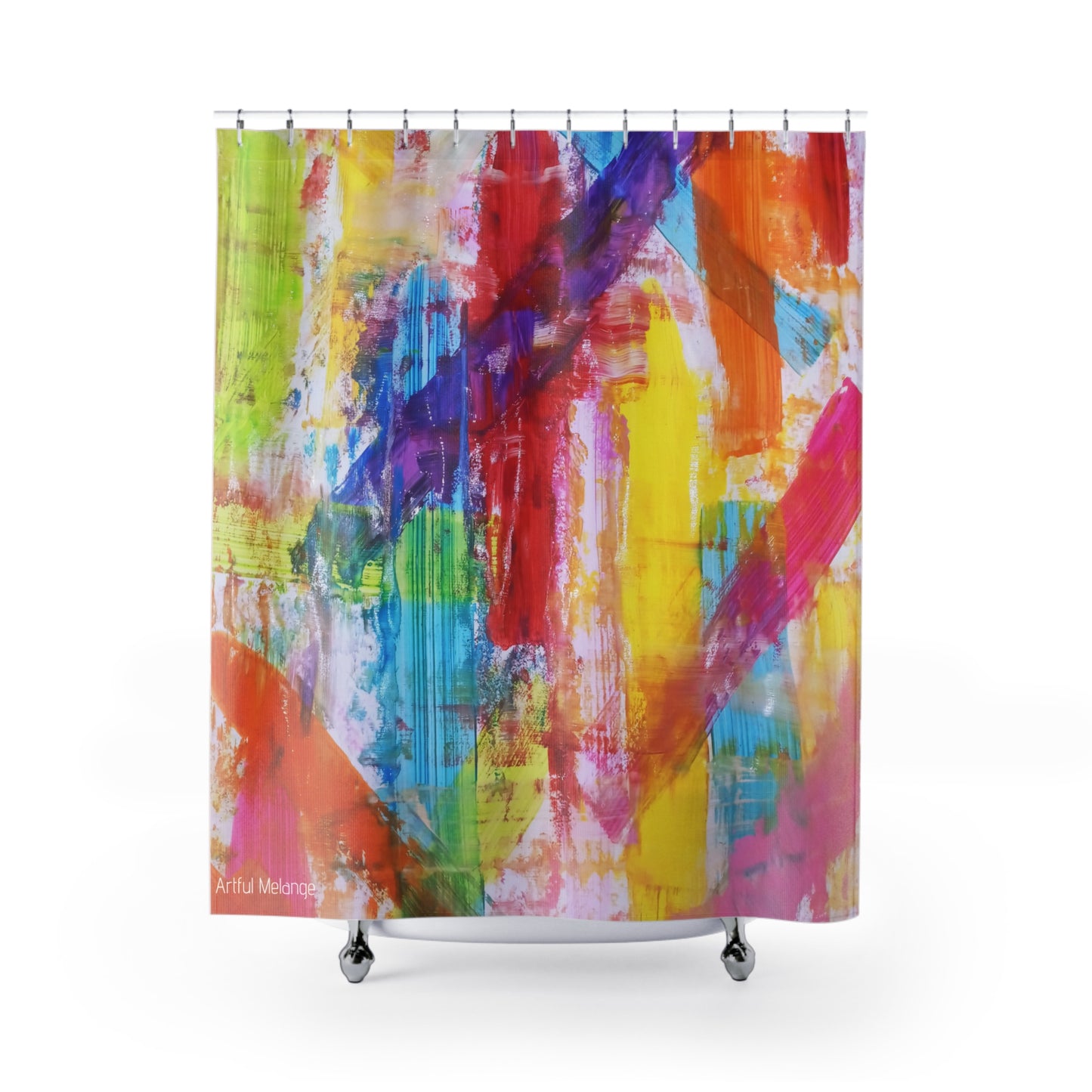 Canvas Cascade: Abstract Acrylic Art Shower Curtain Collection