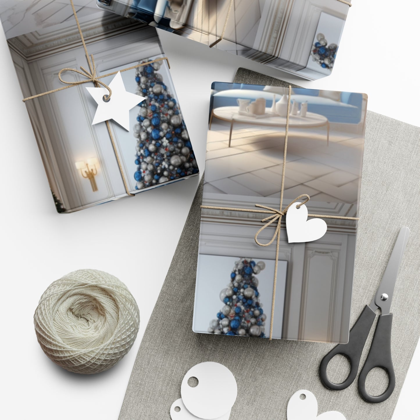 Elegant Blue Holiday Wrapping Paper Collection – Elevate Your Gifts with Sophisticated Style