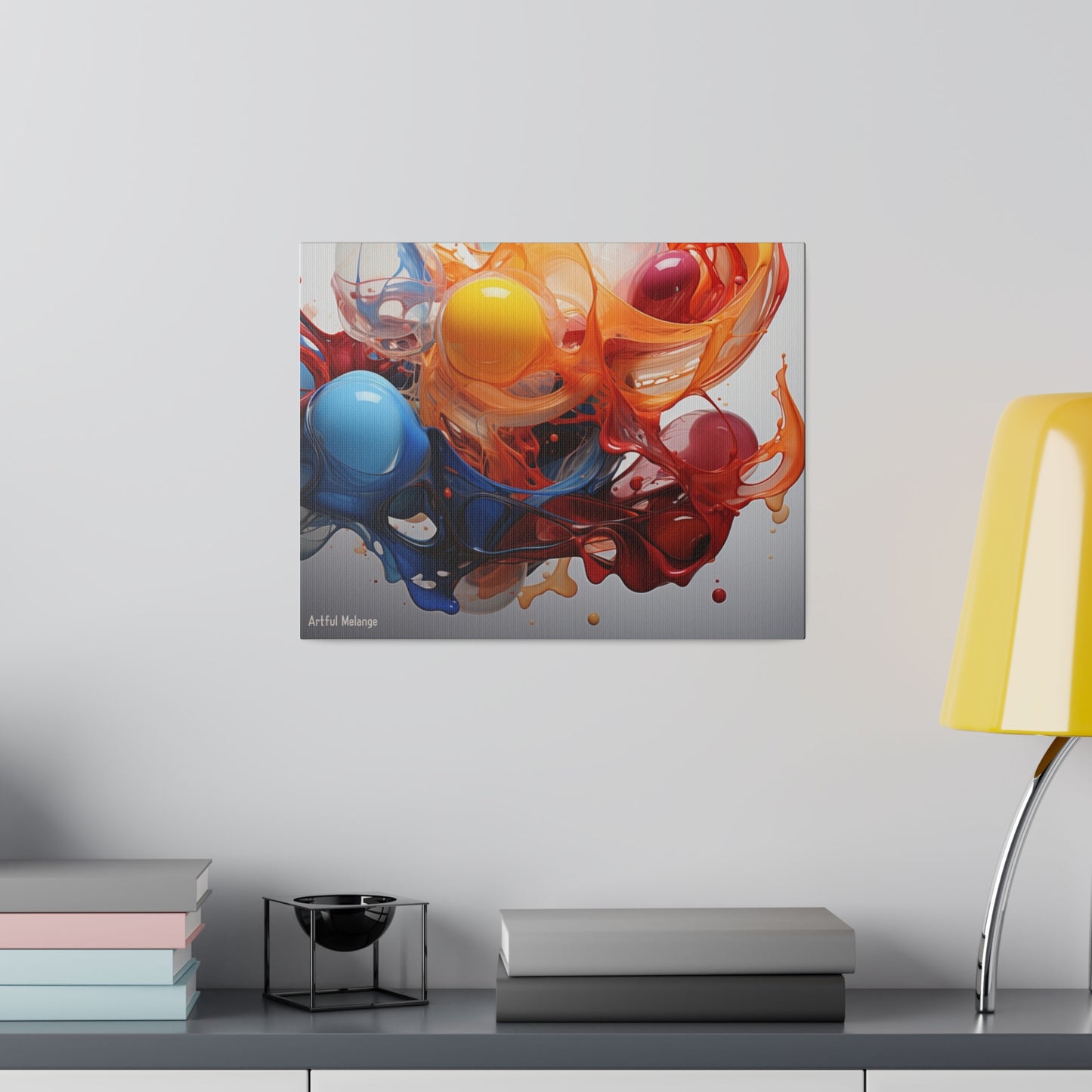 Colorful Balloon-Inspired Matt Canvas Print with Sweeping Acrylic Brush Strokes