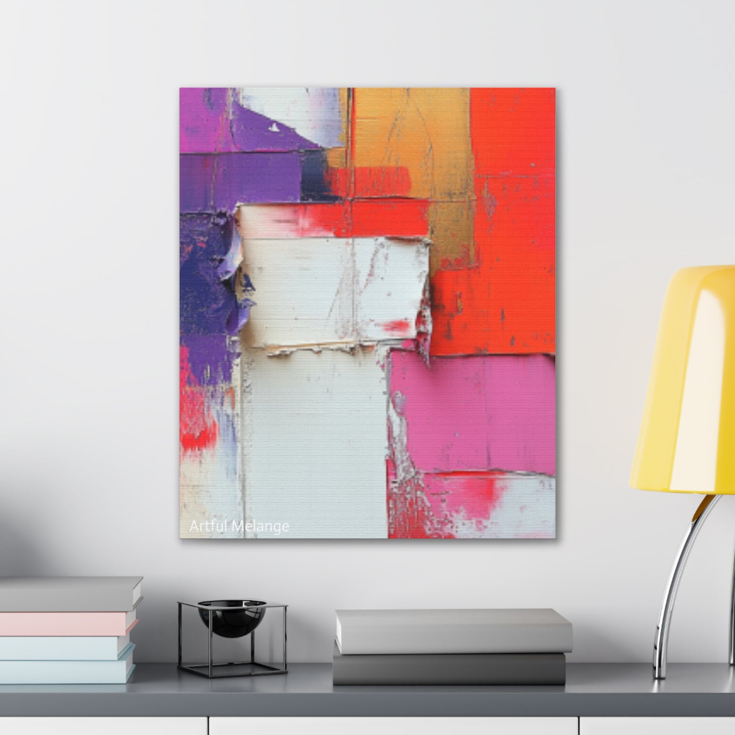 Acrylic Abstract Canvas Print - Homage to the Divine Nine/Red White Purple and Gold 1