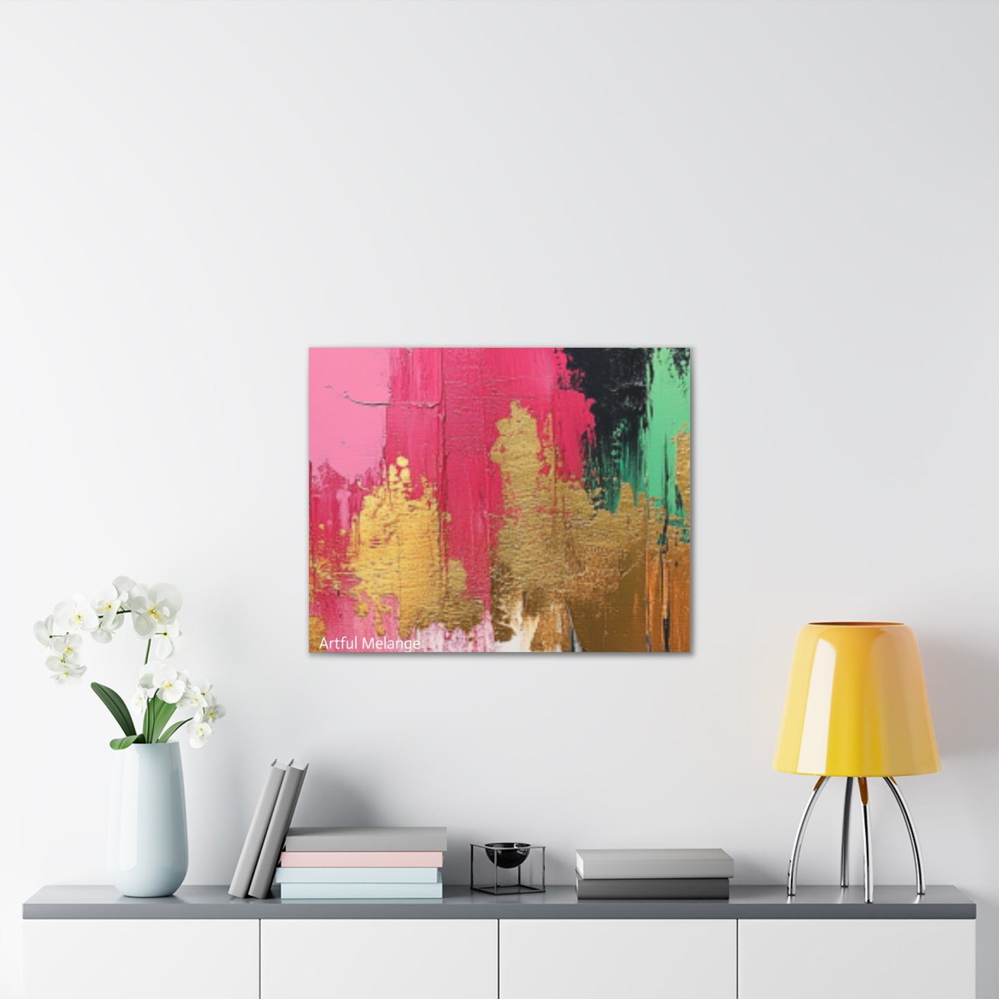 Acrylic Abstract Canvas Print - Homage To The Divine Nine/Pink Green Black and Gold 8