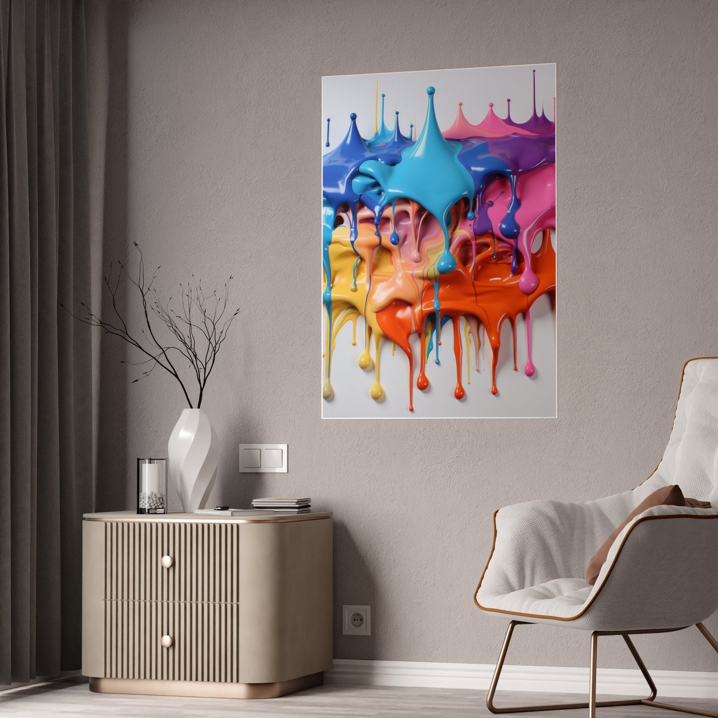 Gleaming Acrylic Abstract Poster: A Spectrum of Colorful Elegance