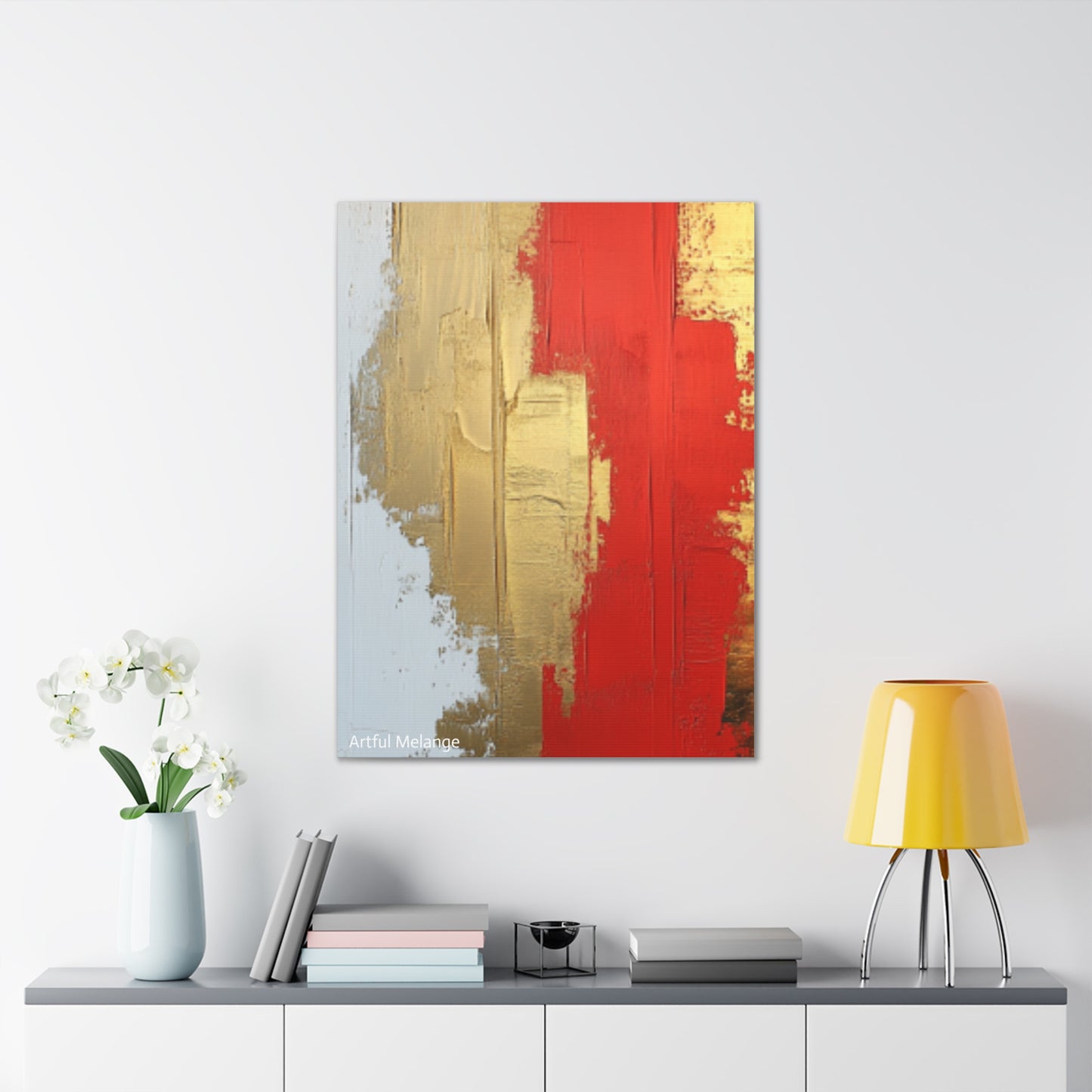 Acrylic Abstract Canvas Print - Homage to the Divine Nine/Red White and Gold 2