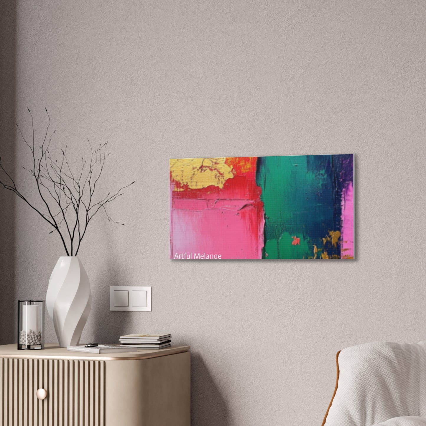 Acrylic Abstract Canvas Print - Homage to the Divine Nine/Pink Green Purple and Gold 1