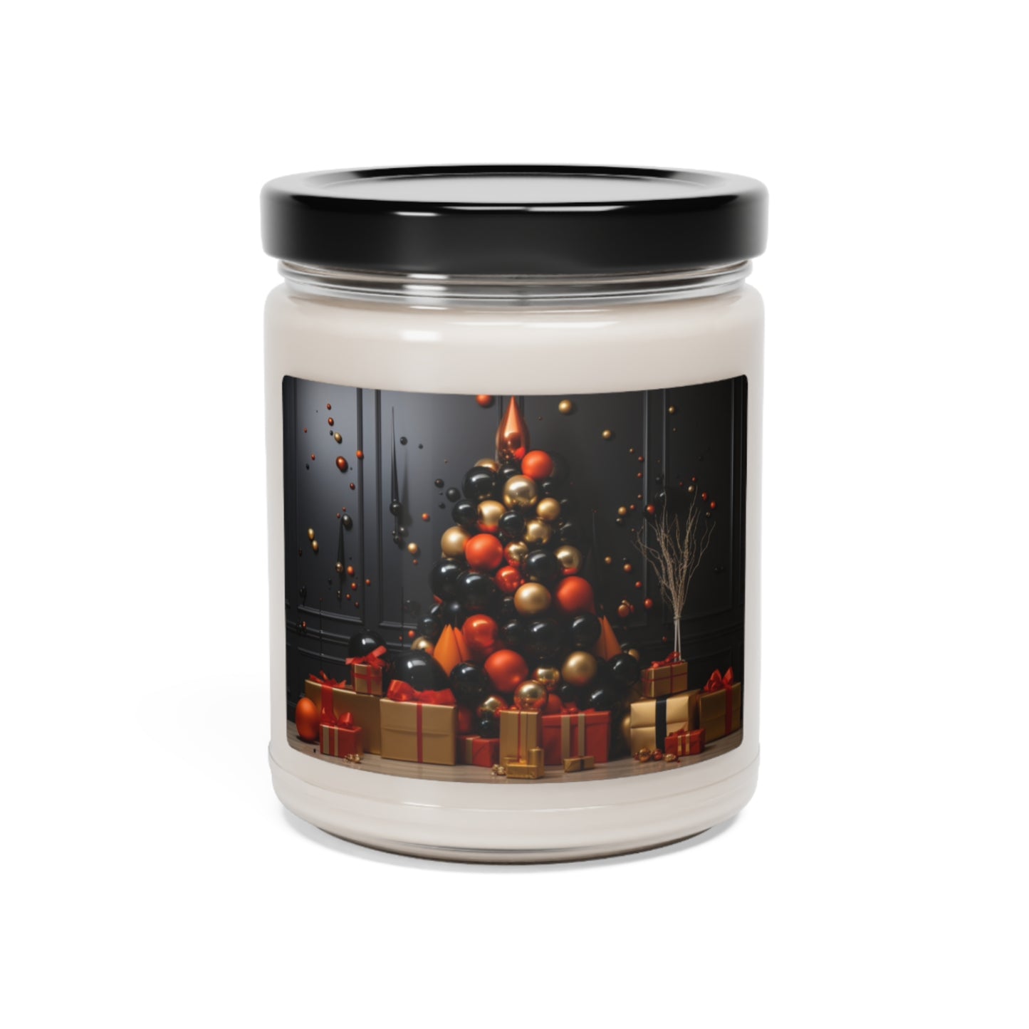 Festive Glow Gold and Black Holiday Scented Soy Candle, 9oz