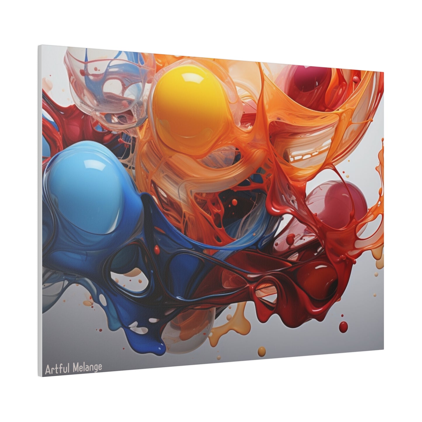 Colorful Balloon-Inspired Matt Canvas Print with Sweeping Acrylic Brush Strokes