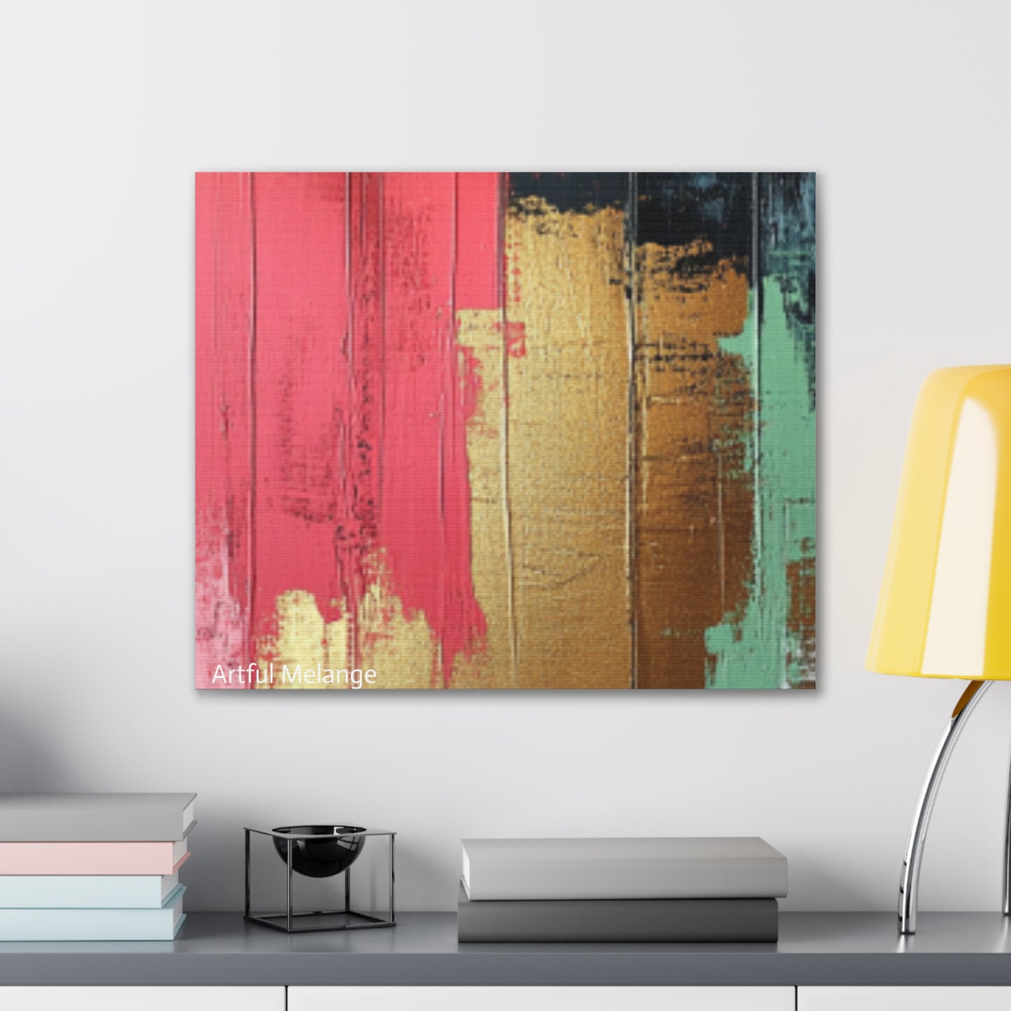 Acrylic Abstract Canvas Print - Homage to the Divine Nine/Pink Green Black and Gold 6