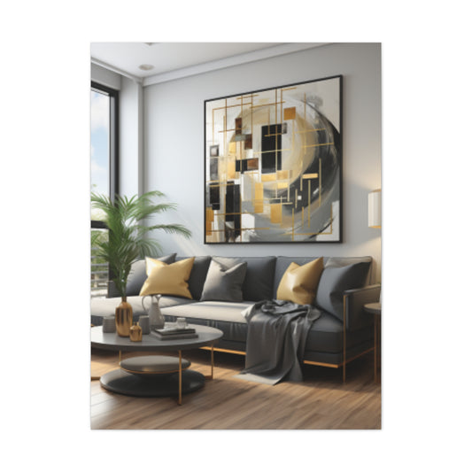 Gold and Black Elegance: A Symphony of Sophistication Canvas Print