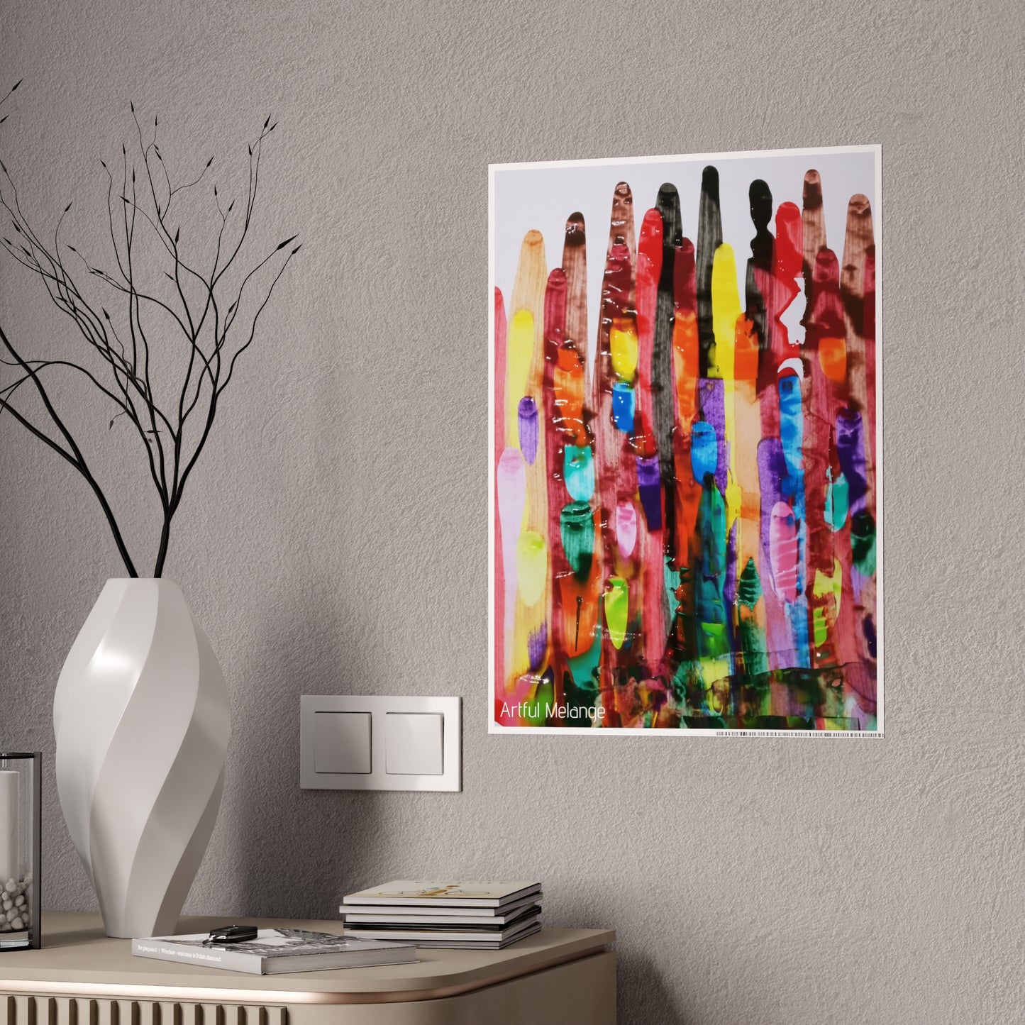 Gleaming Acrylic Abstract Poster: A Spectrum of Colorful Elegance