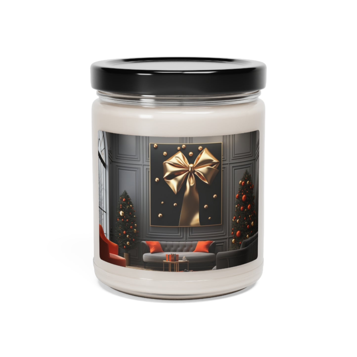 Festive Glow Gold and Black Holiday Scented Soy Candle, 9oz