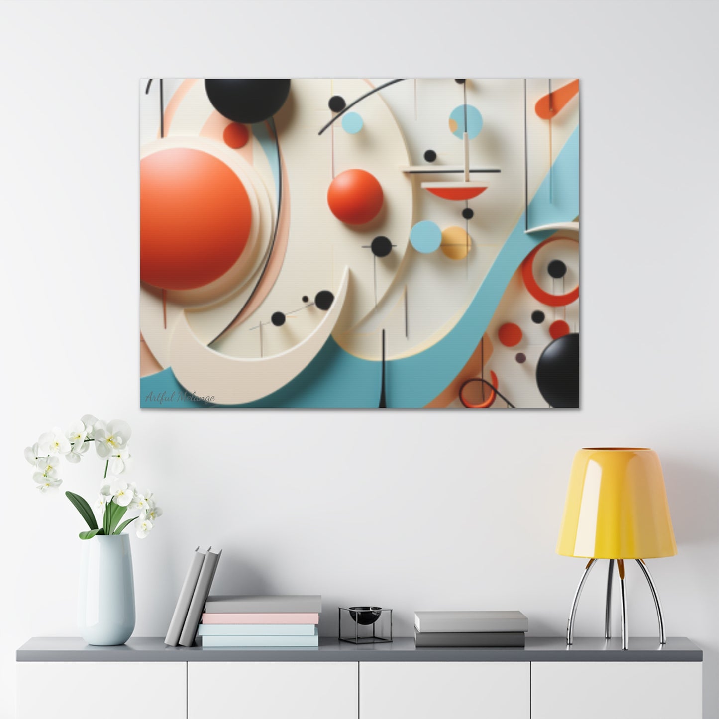 Harmony in Cyan and Peach- Graphic Print