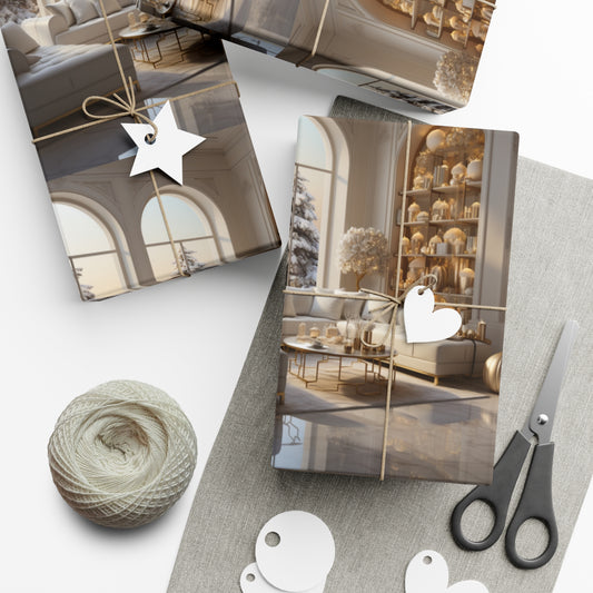 Elegant Gold and White Holiday Wrapping Paper Collection – Elevate Your Gifts with Sophisticated Style