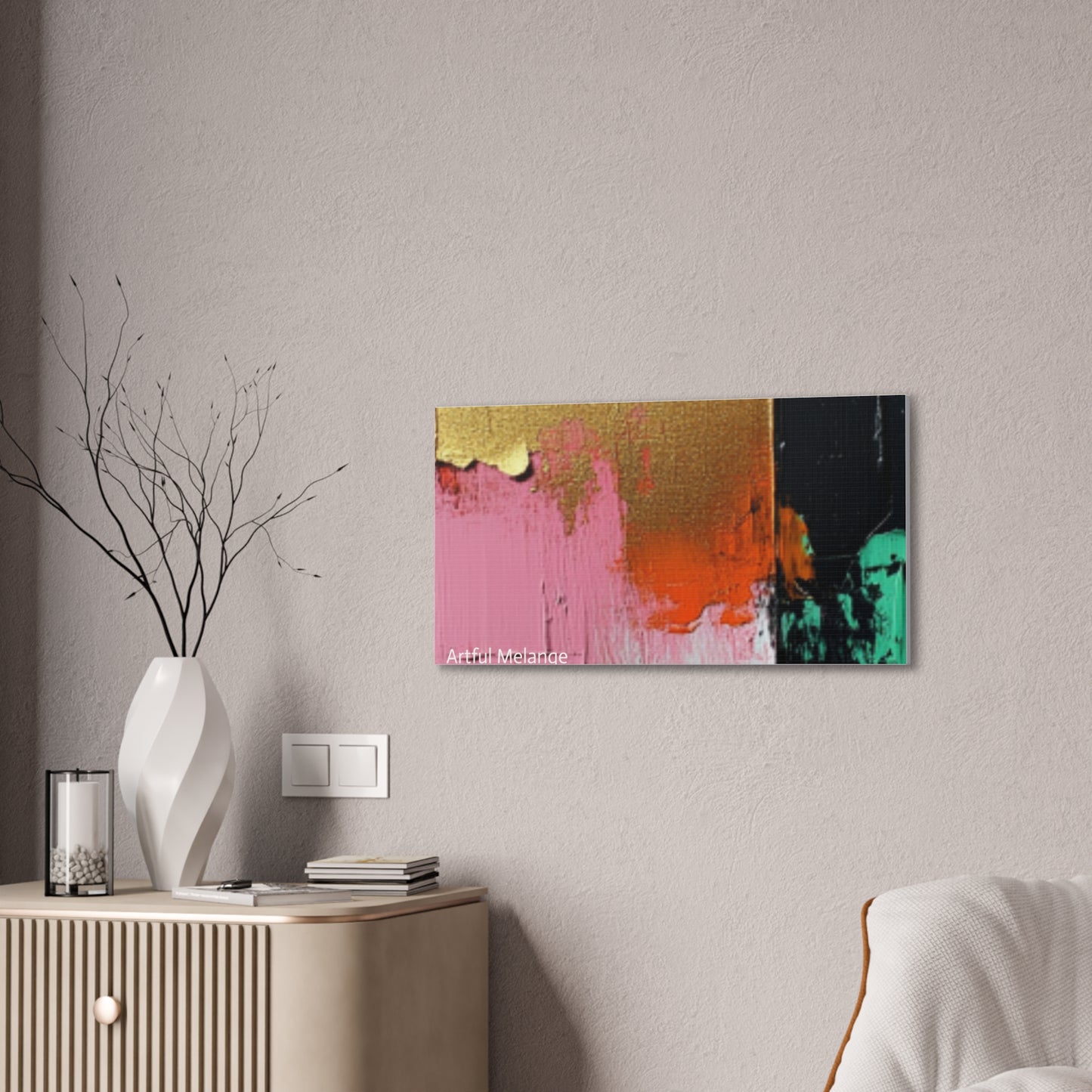 Acrylic Abstract Canvas Print - Homage to the Divine Nine/Pink Green Black and Gold 7