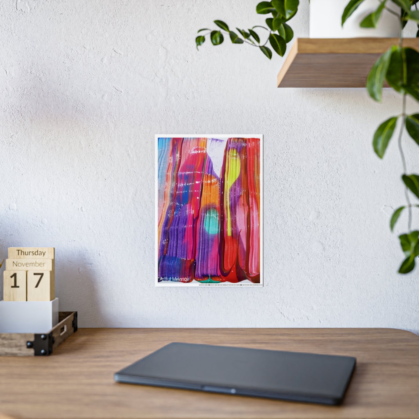 Gleaming Acrylic Abstract Poster: A Spectrum of Colorful Elegance