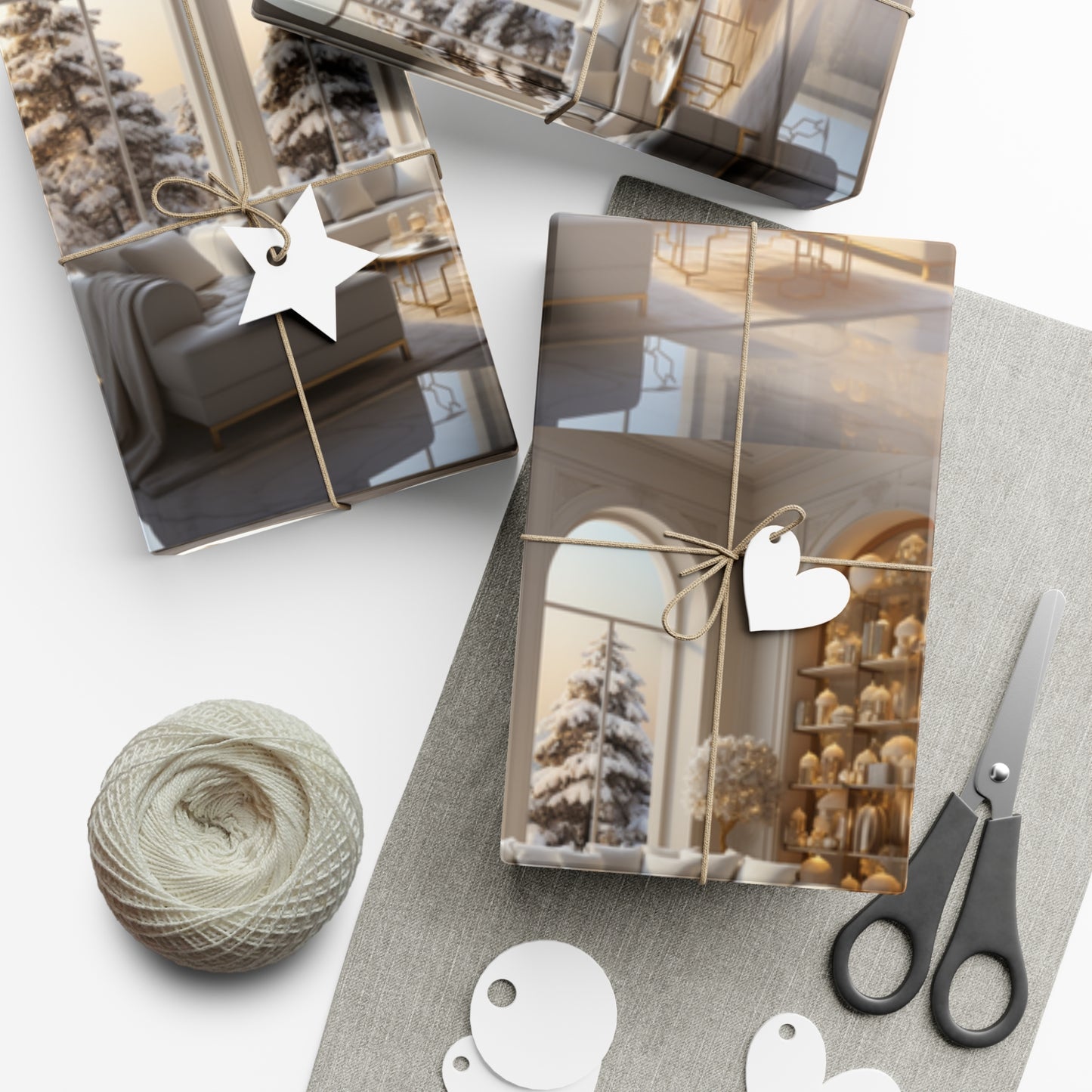 Elegant Gold and White Holiday Wrapping Paper Collection – Elevate Your Gifts with Sophisticated Style