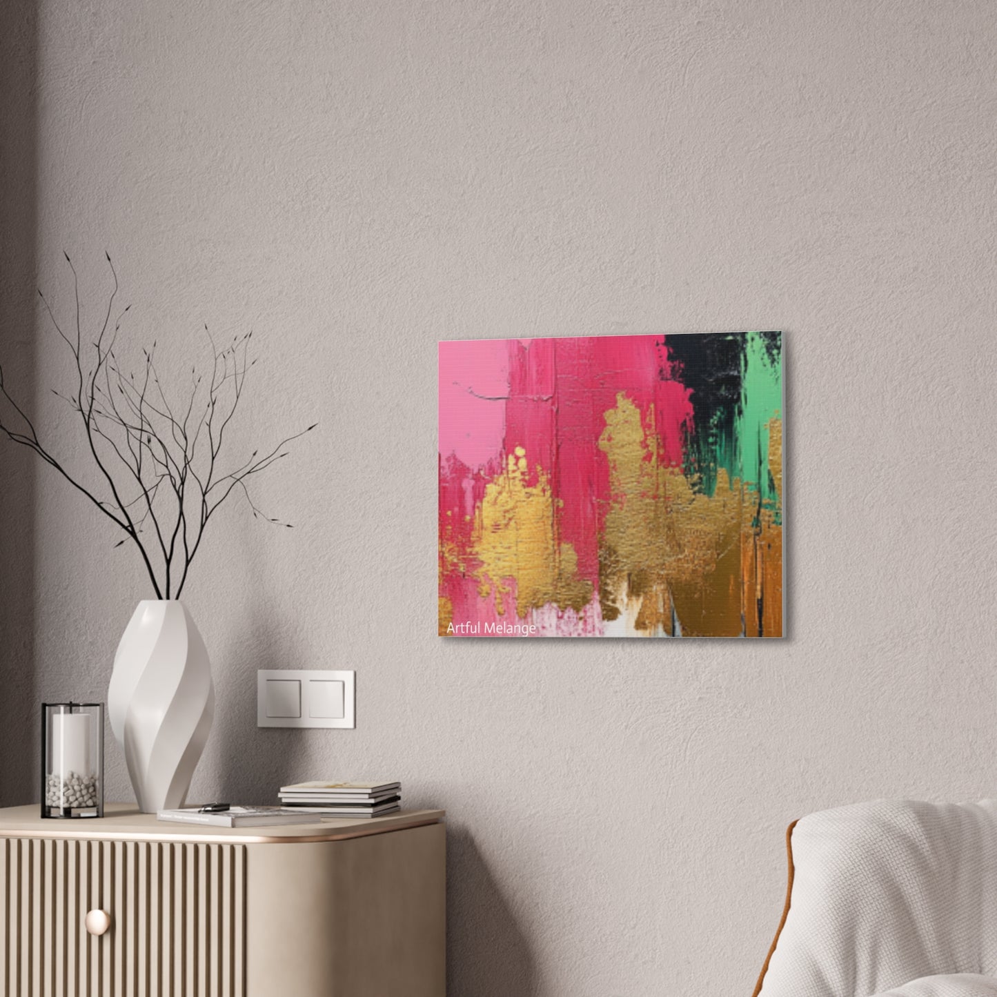 Acrylic Abstract Canvas Print - Homage To The Divine Nine/Pink Green Black and Gold 8