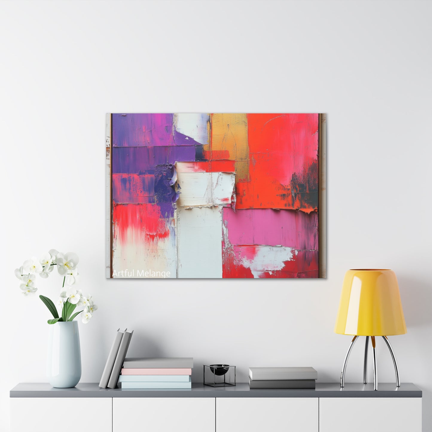 Acrylic Abstract Canvas Print - Homage to the Divine Nine/Red White Purple and Gold 1