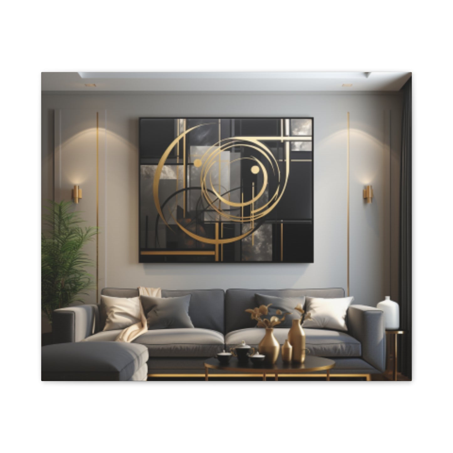 Gold and Black  Elegance: A Symphony of Sophistication Canvas Print